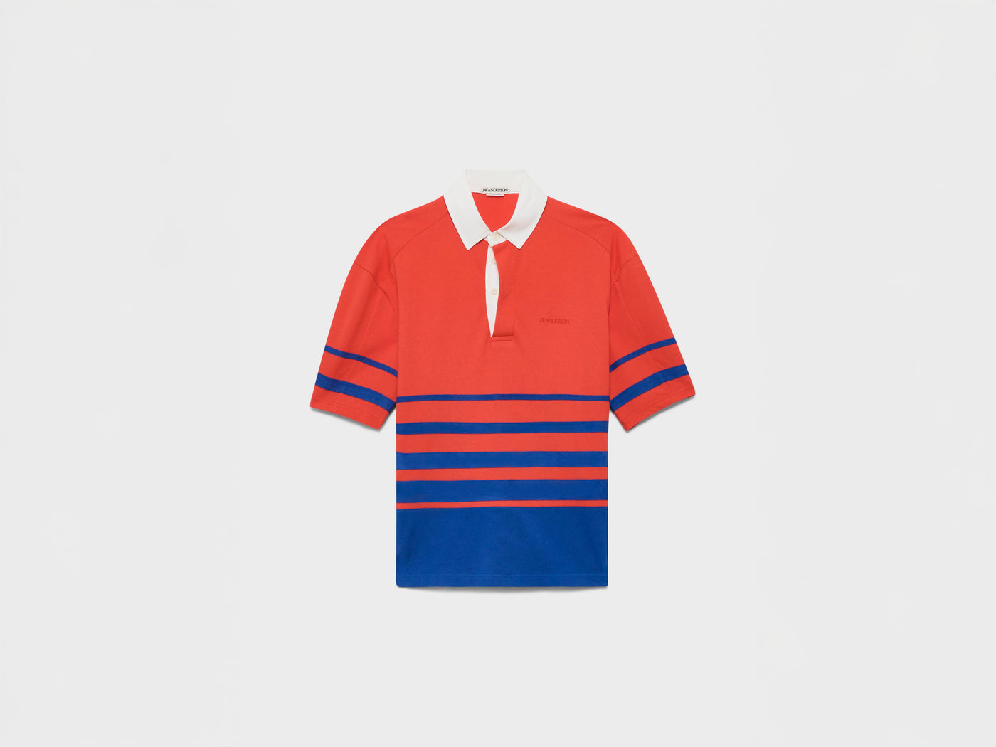 WOMENS STRIPED RUGBY POLO TOP IN IN RED & BLUE