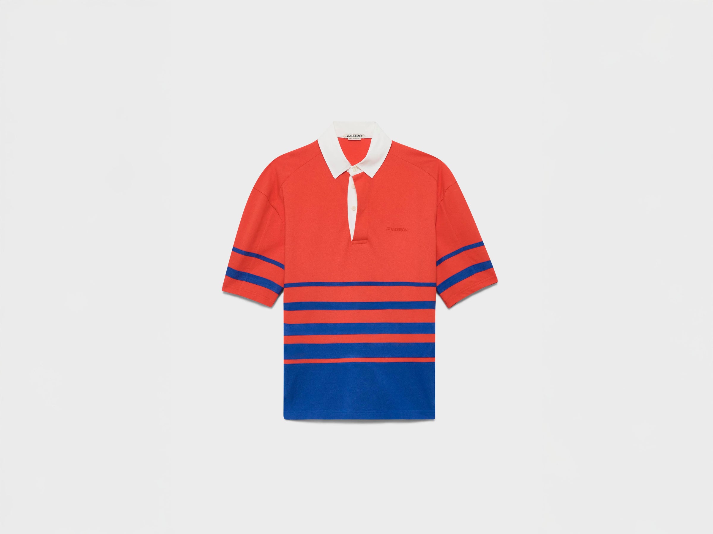 WOMENS STRIPED RUGBY POLO TOP IN IN RED & BLUE