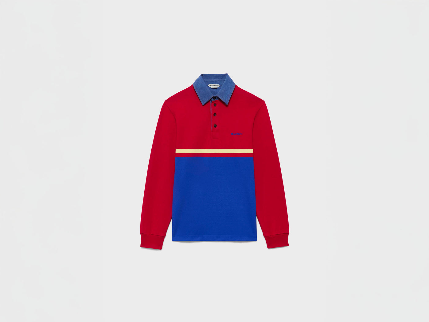 MENS CONTRAST COLLAR RUGBY POLO IN RED & BLUE