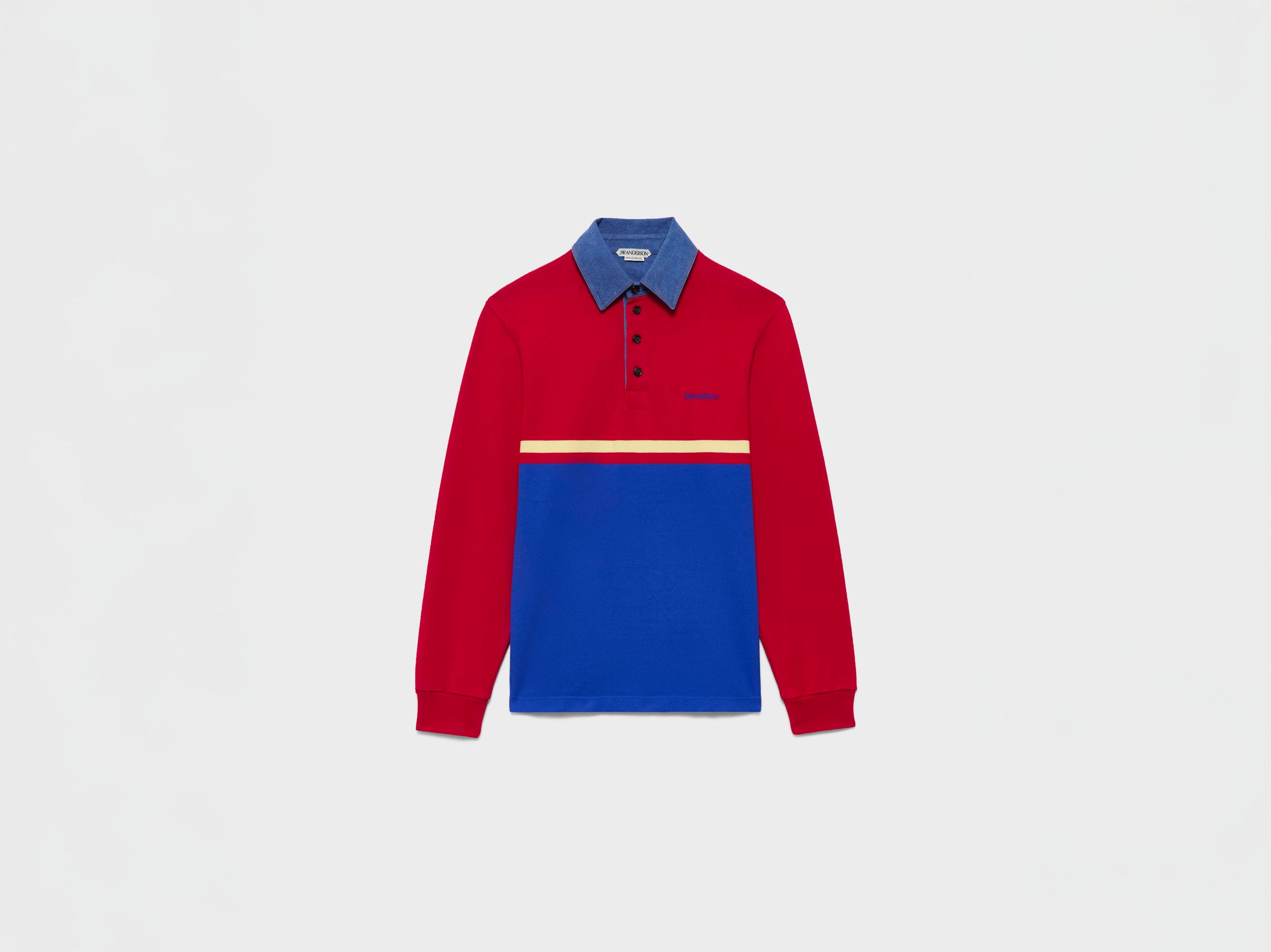 MENS CONTRAST COLLAR RUGBY POLO IN RED & BLUE