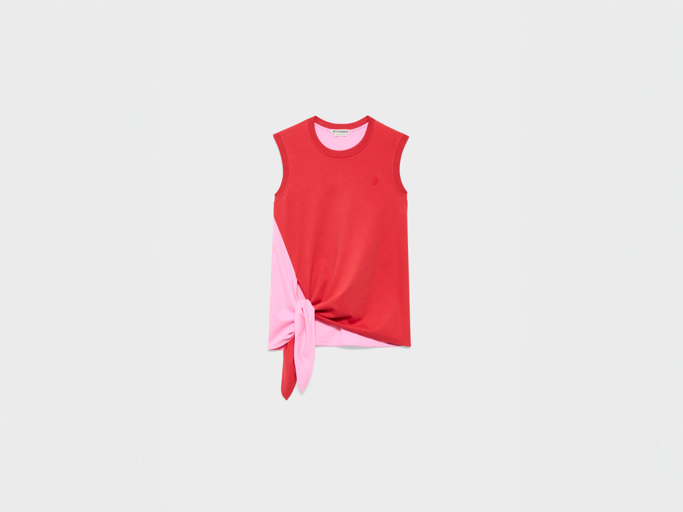 WOMENS HEM KNOT TANK TOP IN RED & BUBBLEGUM