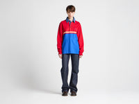 WOMENS CONTRAST COLLAR RUGBY POLO IN RED & BLUE