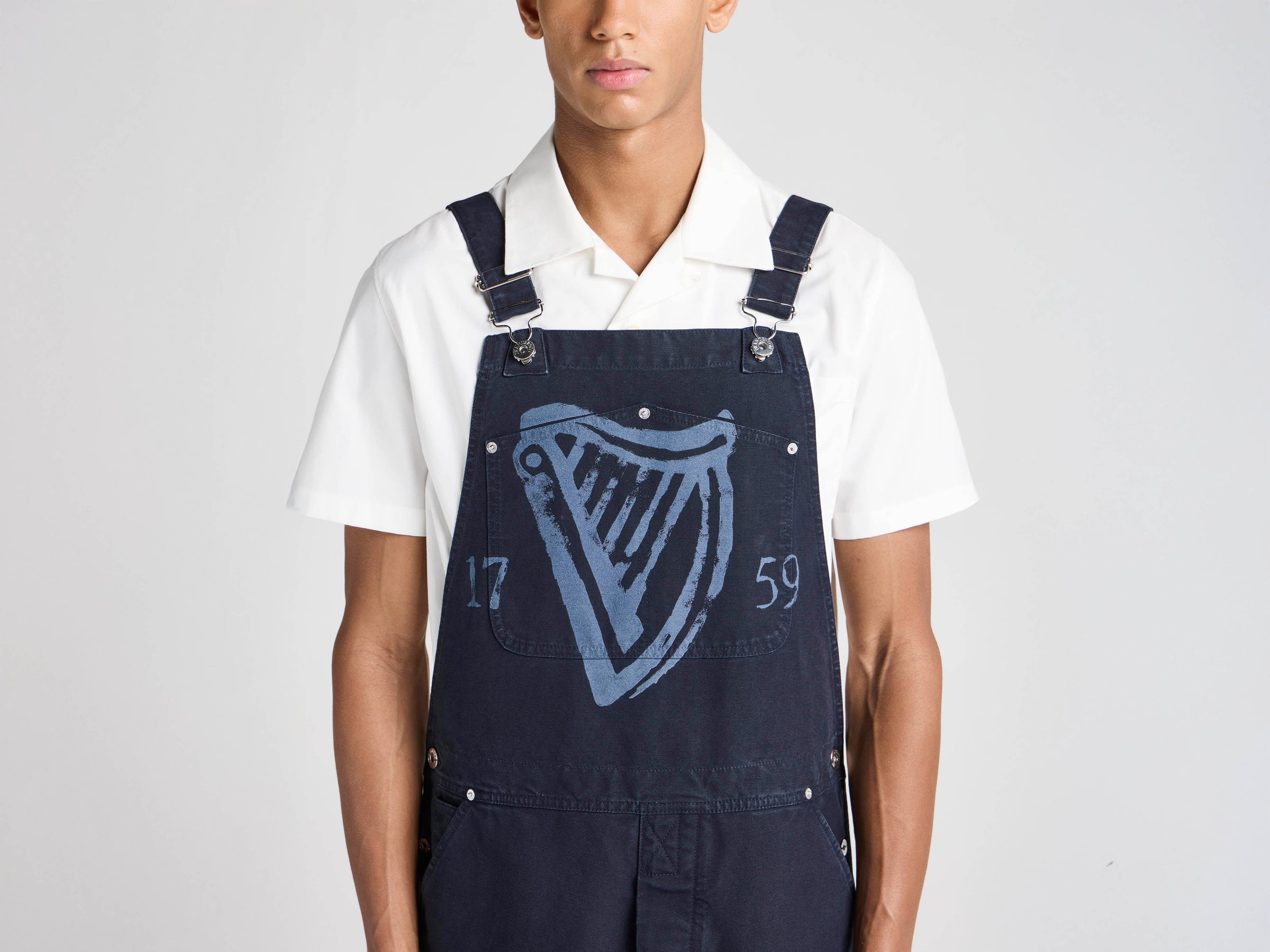Unisex JW ANDERSON X GUINNESS COTTON WORKWEAR DUNGAREES IN INDIGO