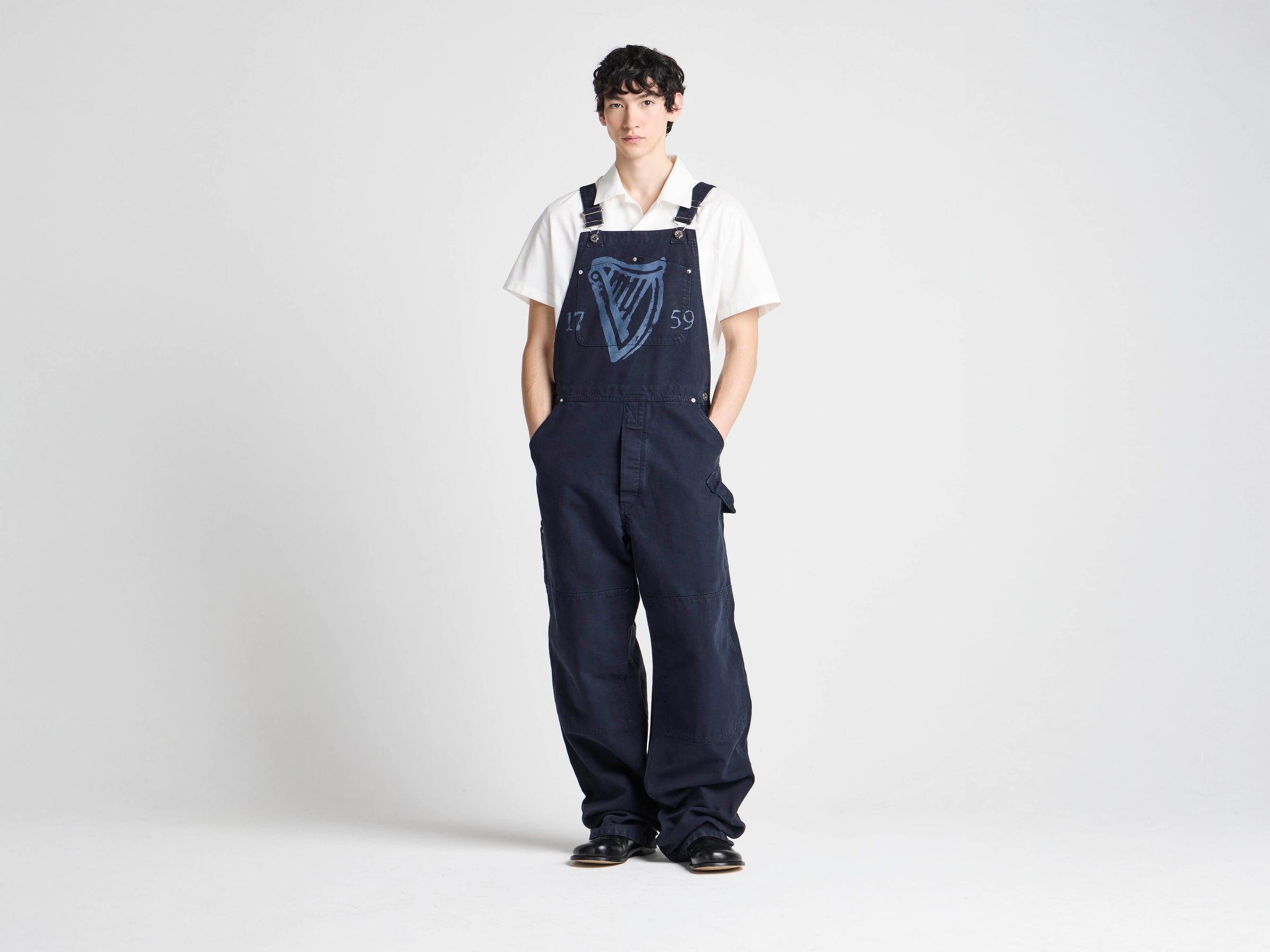 Unisex JW ANDERSON X GUINNESS COTTON WORKWEAR DUNGAREES IN INDIGO