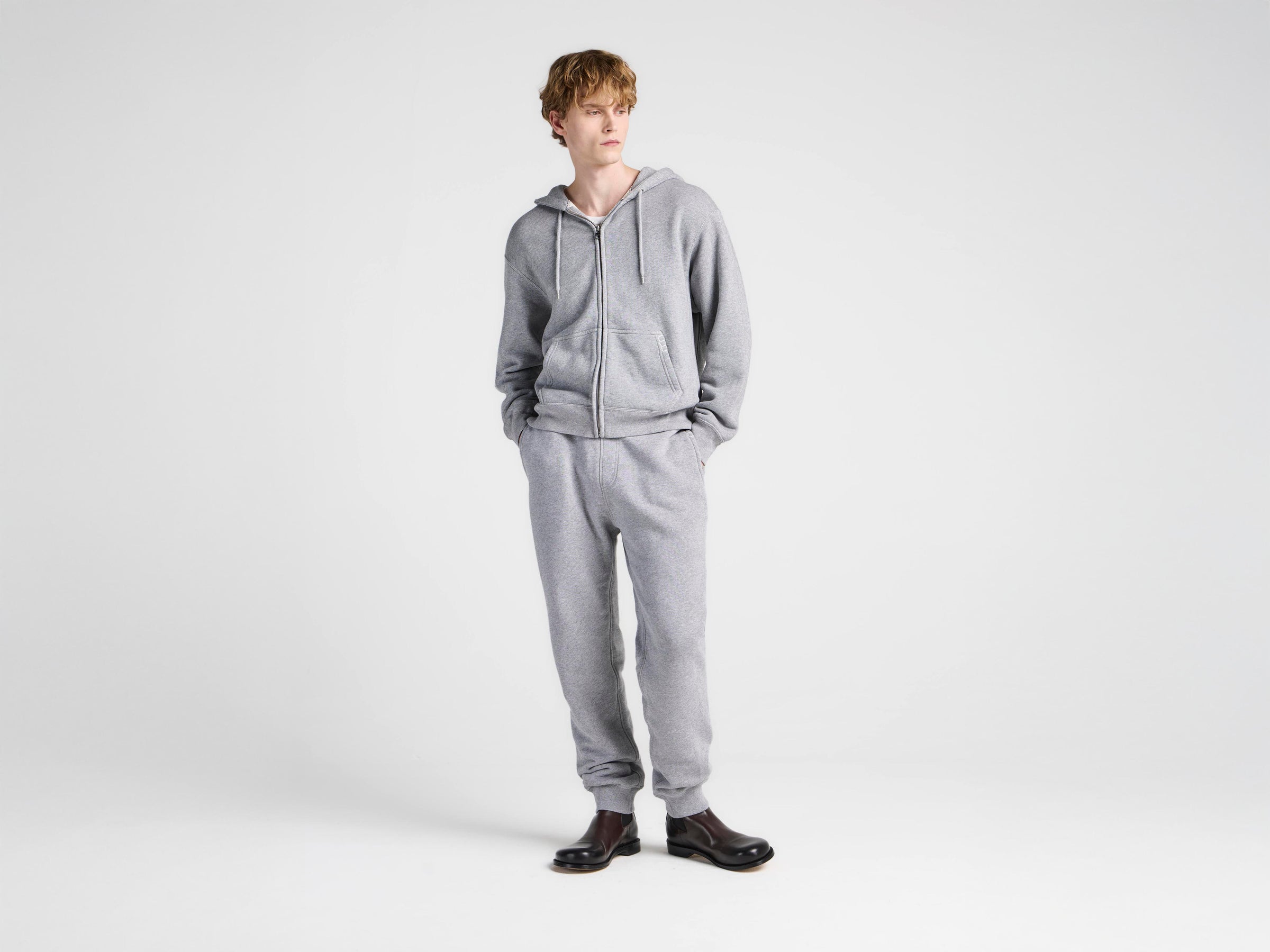 MENS CUFFED SWEATPANTS IN MID GREY MELANGE