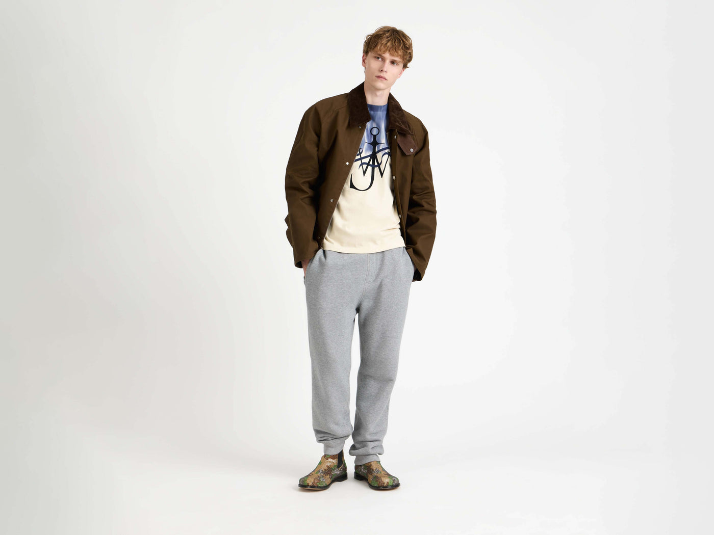 cuffed sweatpants mid grey melange Model Detail 5
