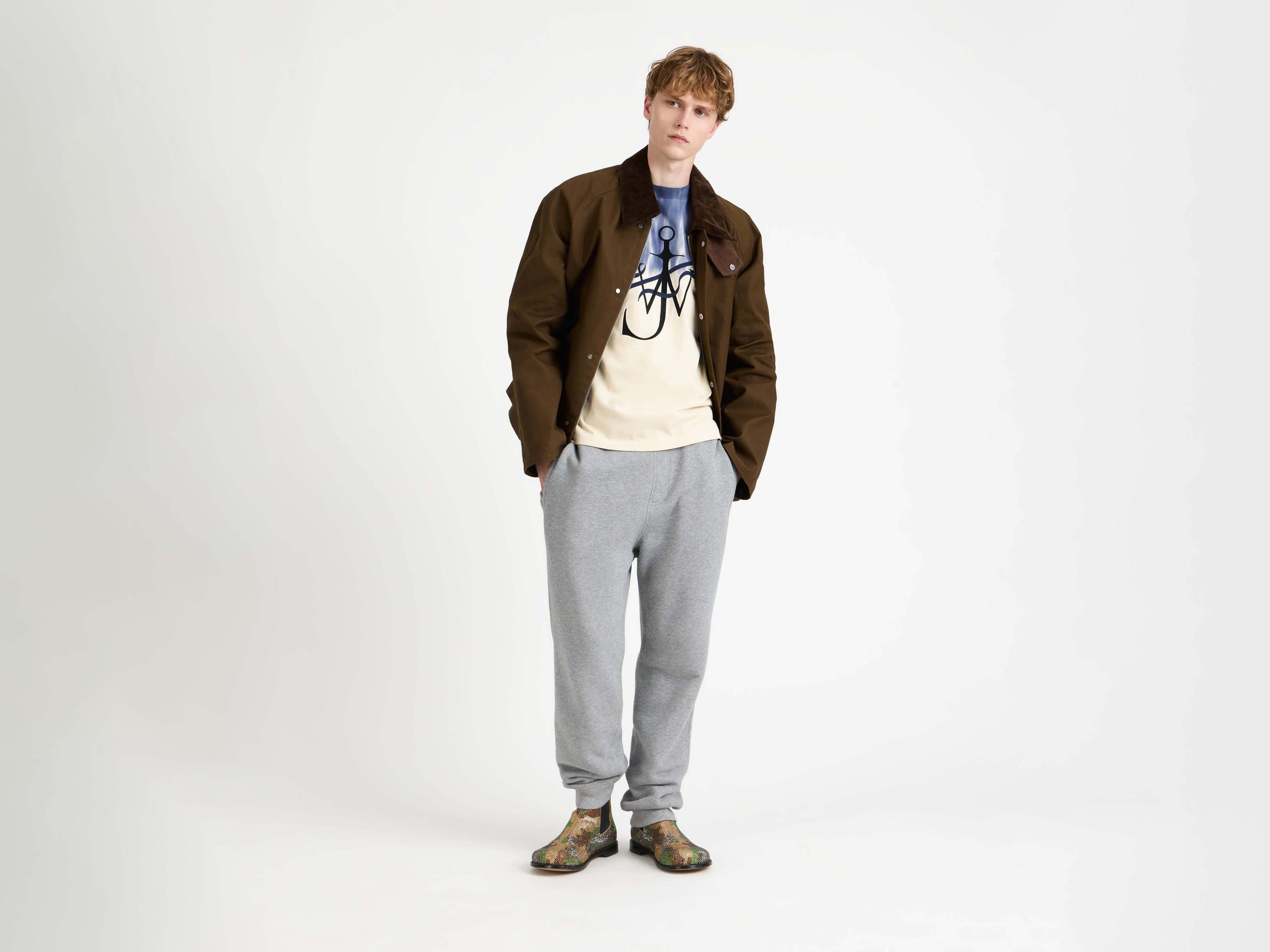 cuffed sweatpants mid grey melange Model Detail 5
