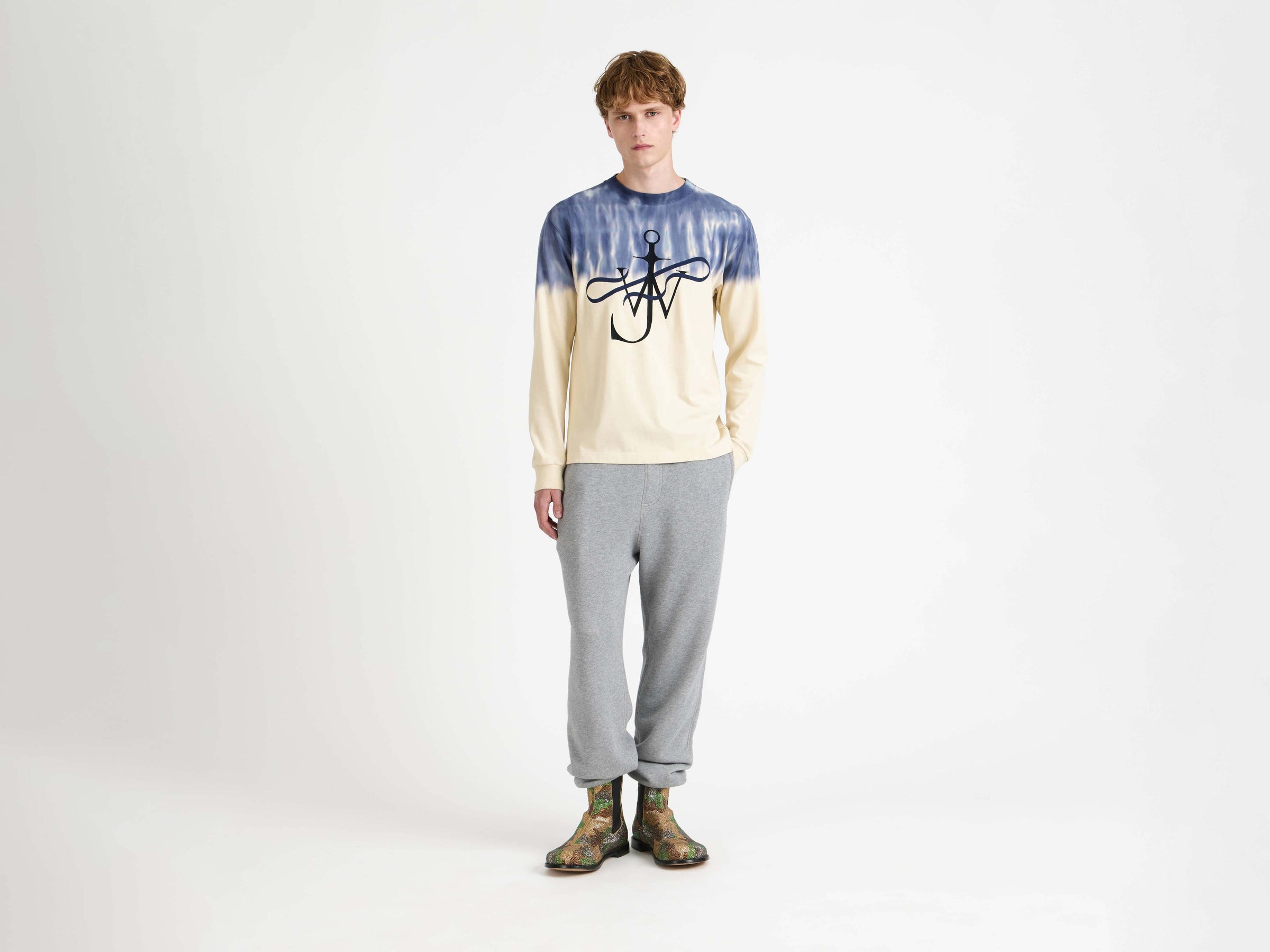 cuffed sweatpants mid grey melange Model Front 1
