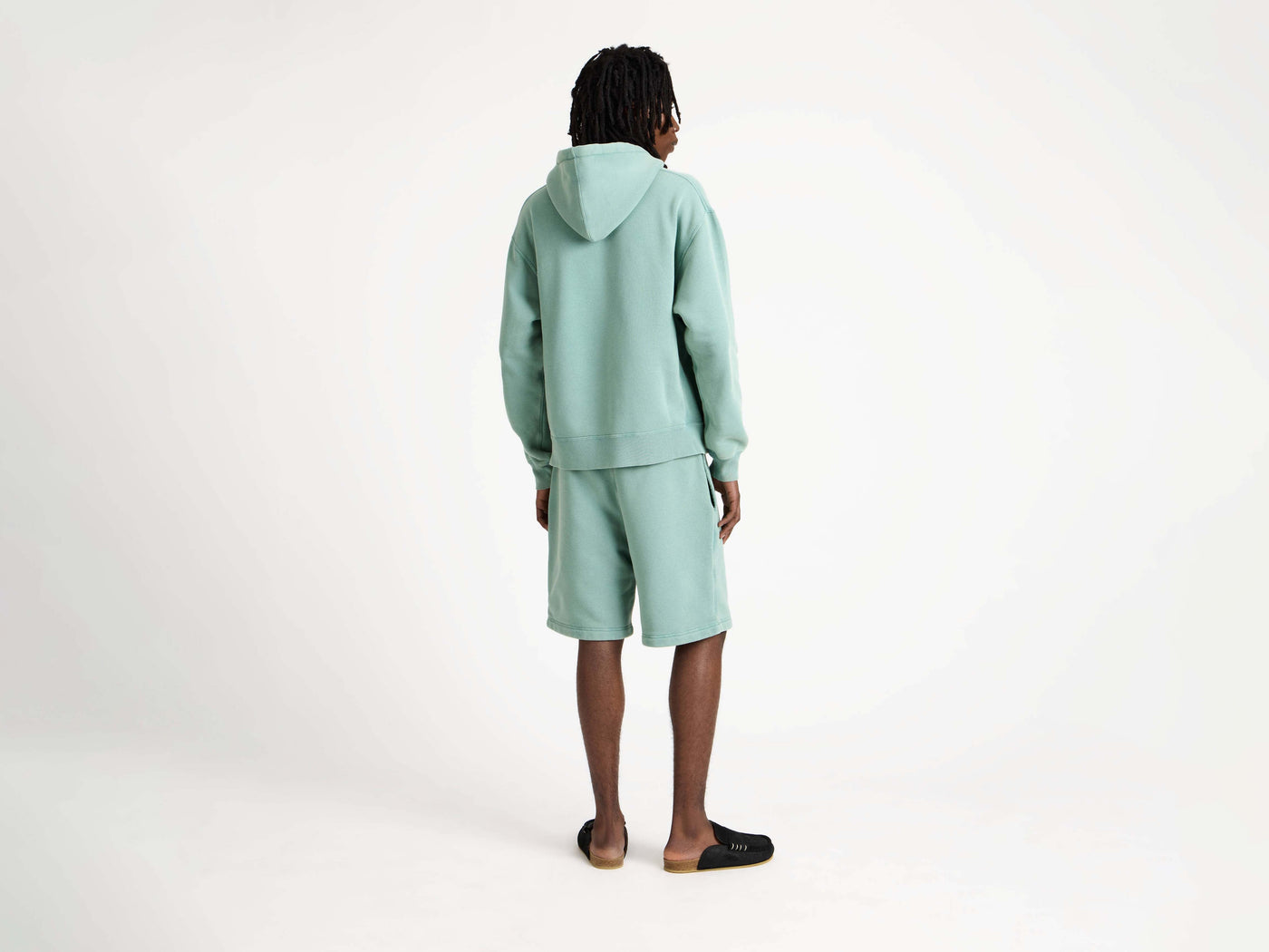 drawstring shorts washed teal Model Back 2