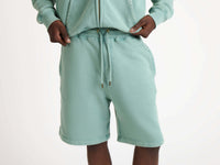 drawstring shorts washed teal Model Detail 1