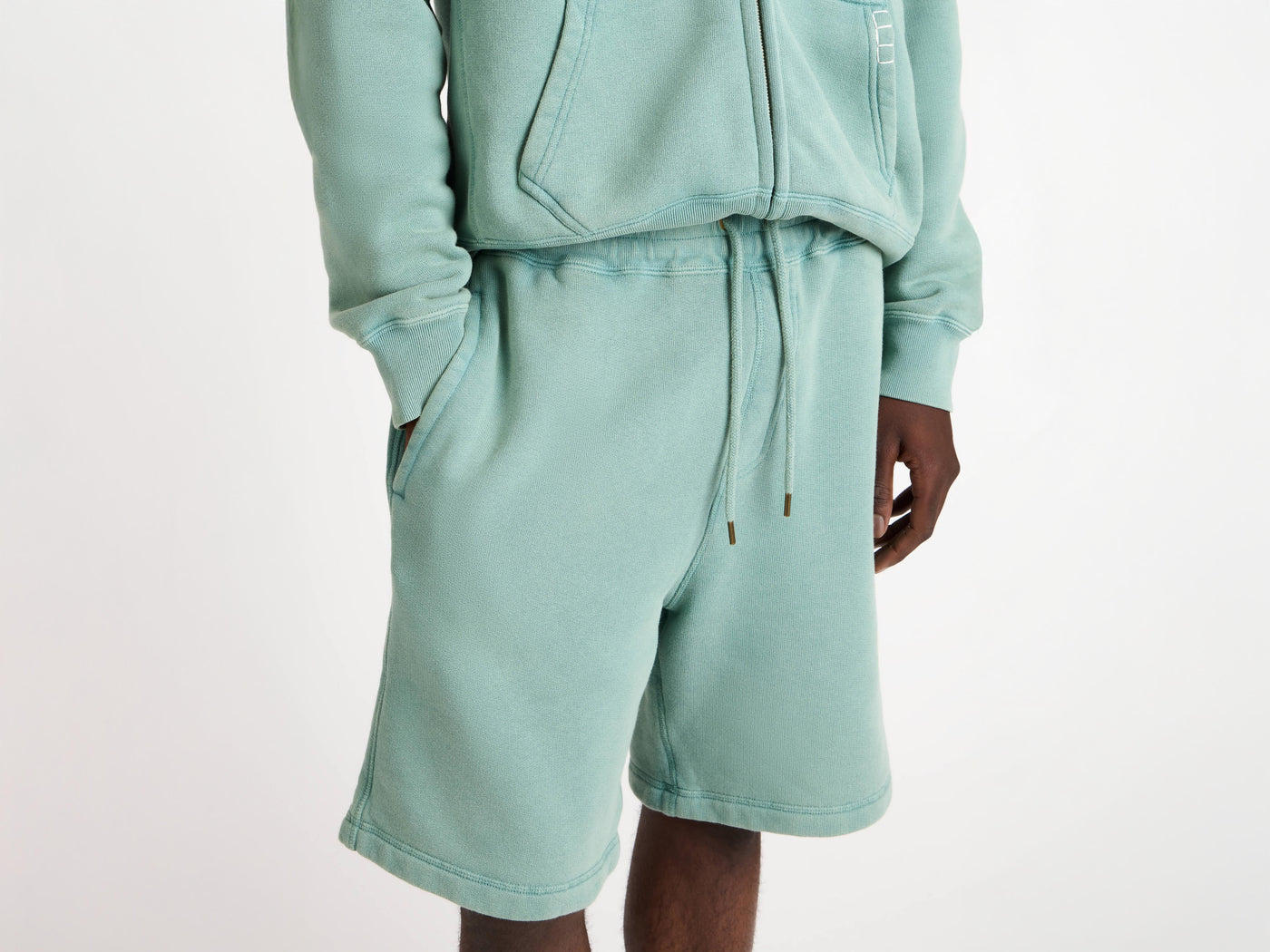 drawstring shorts washed teal Model Detail 4