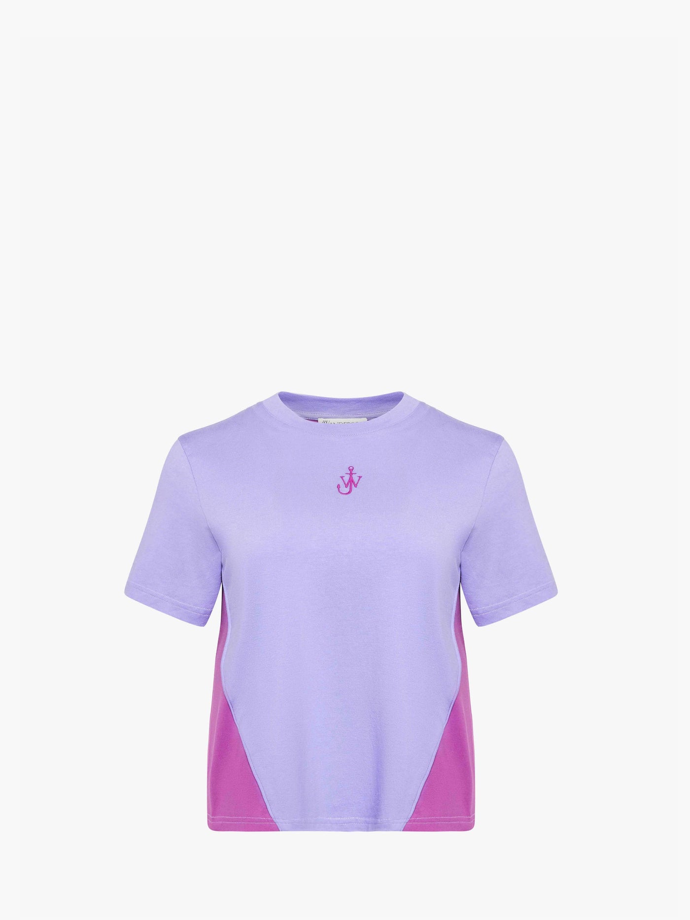 CL_ANCHOR EMBROIDERY PANELLED CROPPED T-SHIRT - LIGHT GREY MELANGE/SKY BLUE_JT0259PG1715
