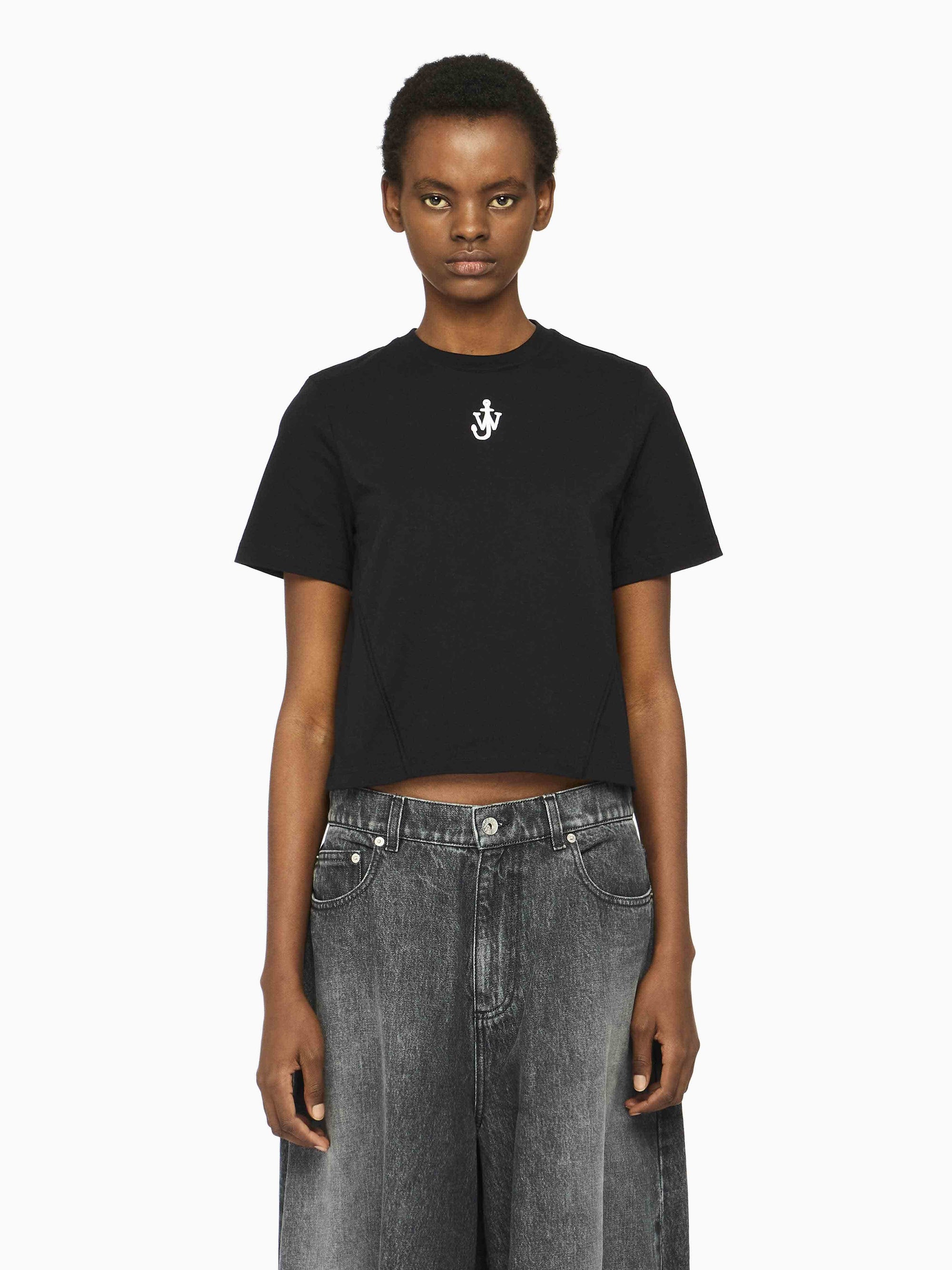 ANCHOR LOGO CROPPED PANELLED T-SHIRT