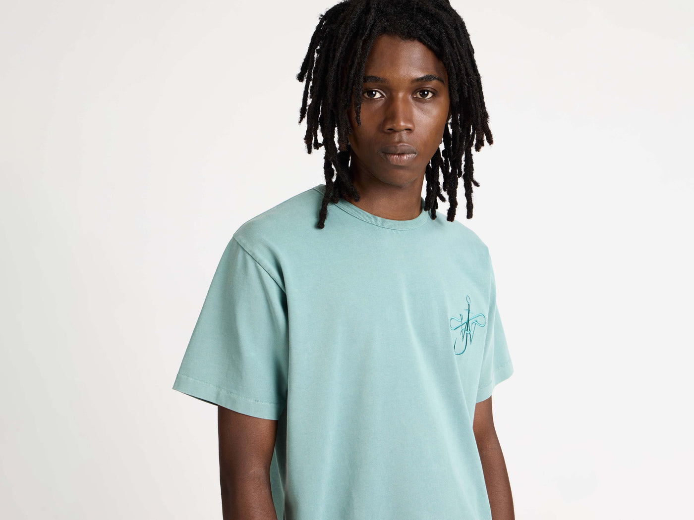 MENS RIBBON ANCHOR T-SHIRT IN WASHED TEAL