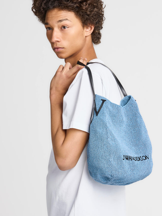 SMALL BEADED BULB BAG IN BLUE