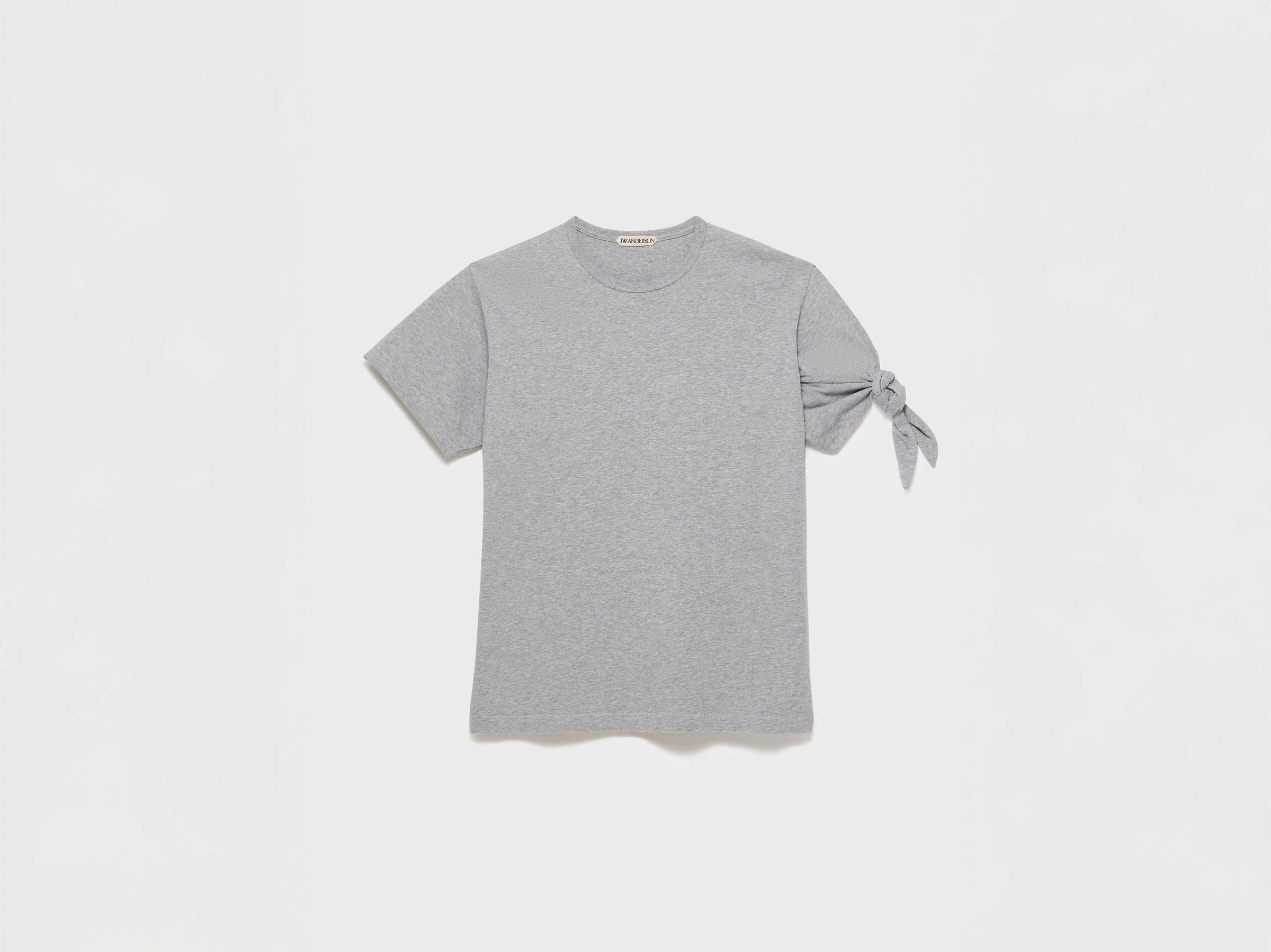 MENS KNOTTED SLEEVE T-SHIRT IN MID GREY MELANGE