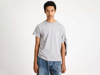 KNOTTED SLEEVE T-SHIRT IN MID GREY MELANGE
