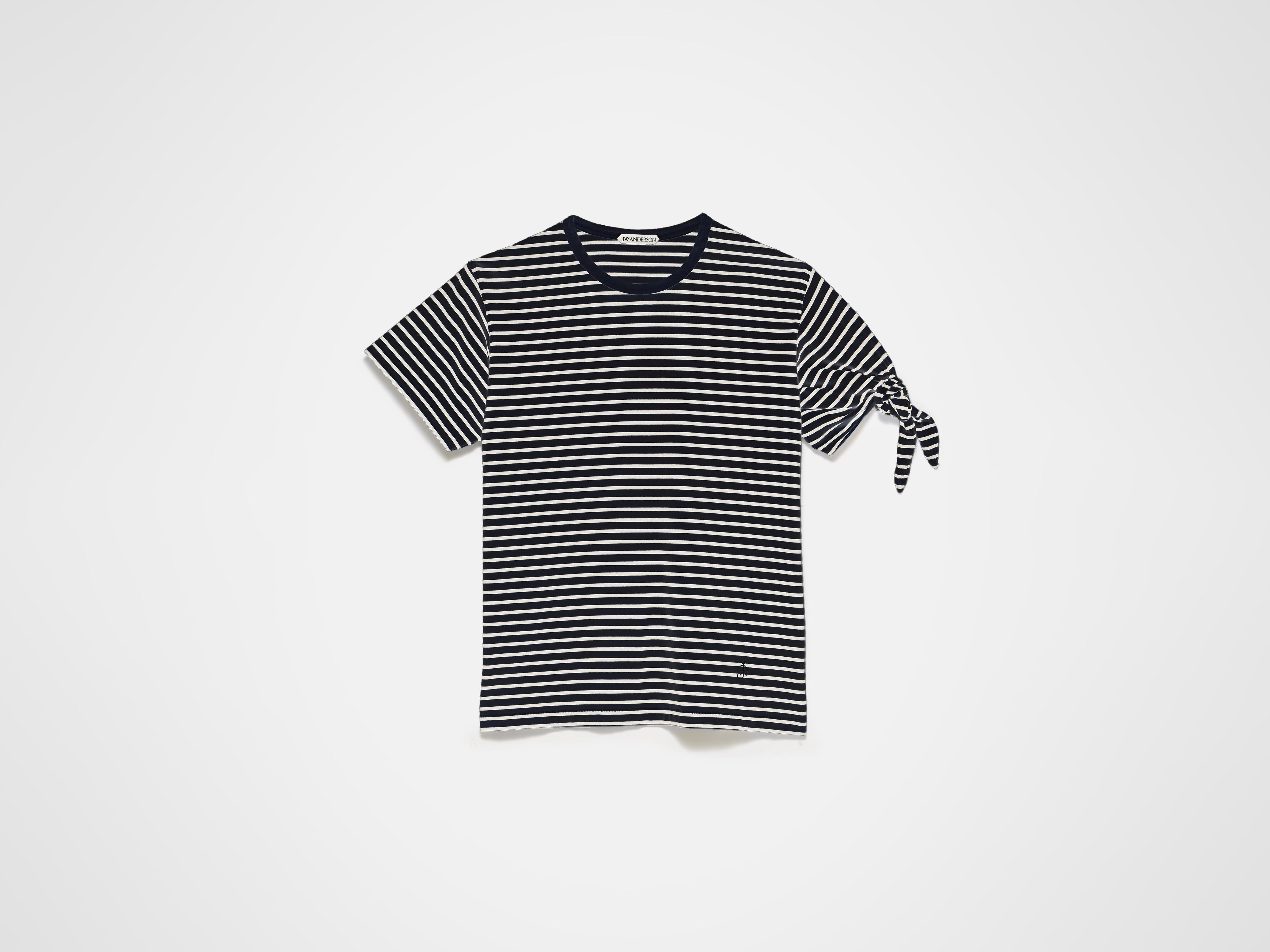 MENS SLEEVE KNOT T-SHIRT IN NAVY & ECRU in NAVY/ECRU