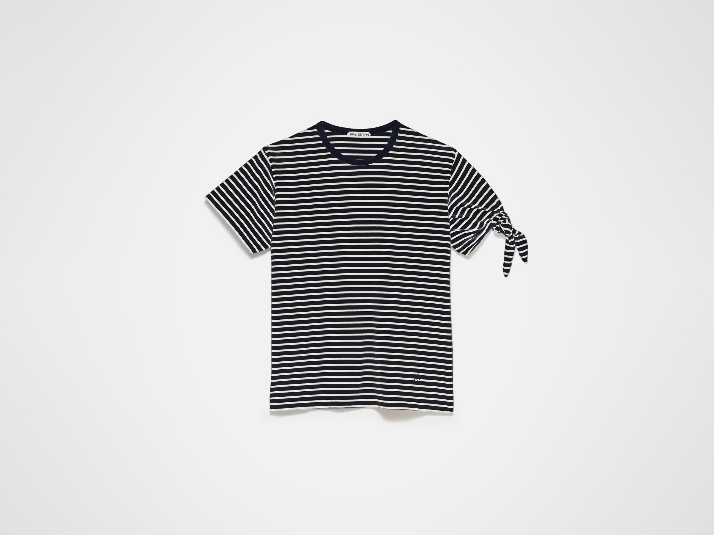 sleeve knot t shirt navy ecru Product Front 6