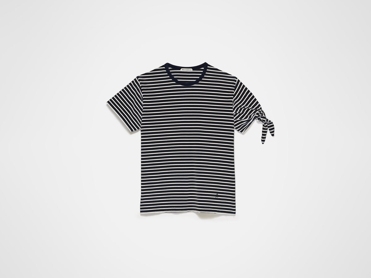 MENS SLEEVE KNOT T-SHIRT IN NAVY & ECRU in NAVY/ECRU 