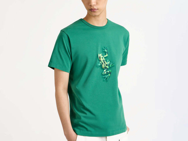 MENS JUMPING FROG T-SHIRT IN EMERALD