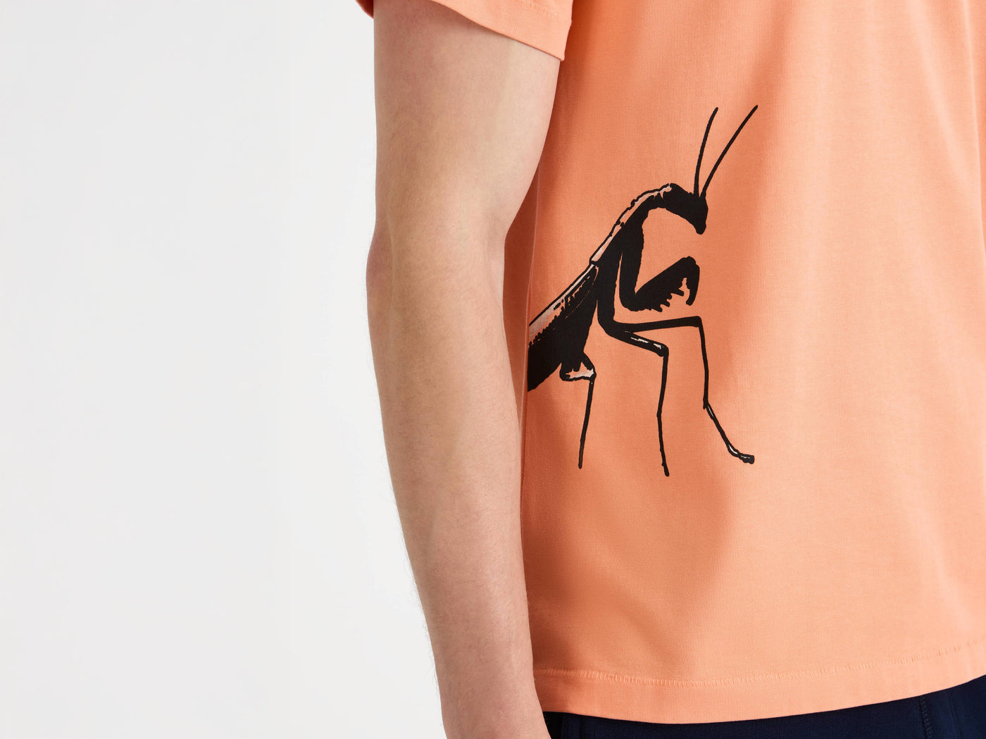 praying mantis t shirt peach Model Detail 3