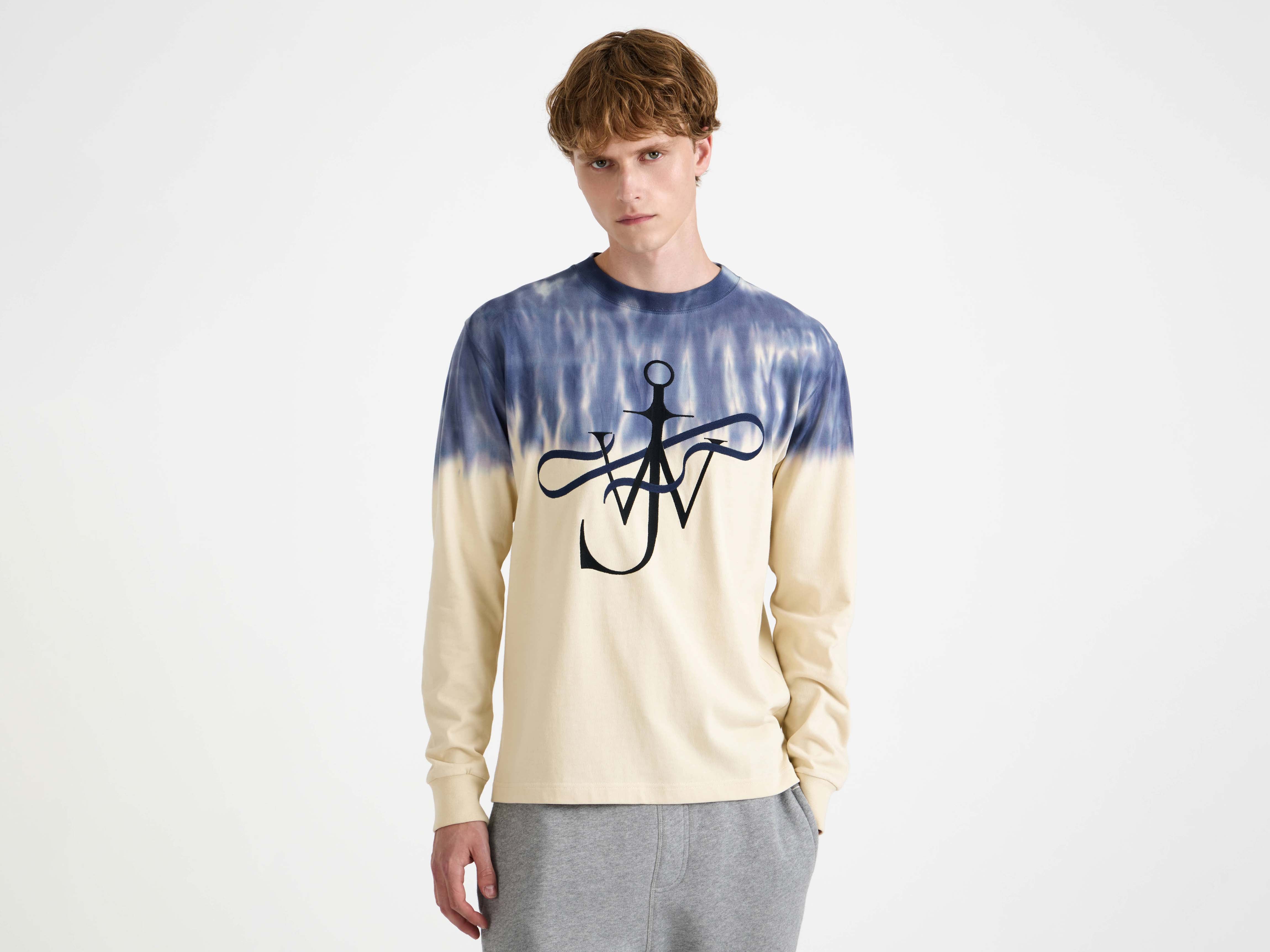 MENS TIE-DYE RIBBON ANCHOR LONGSLEEVE IN ECRU & NAVY in ECRU/NAVY