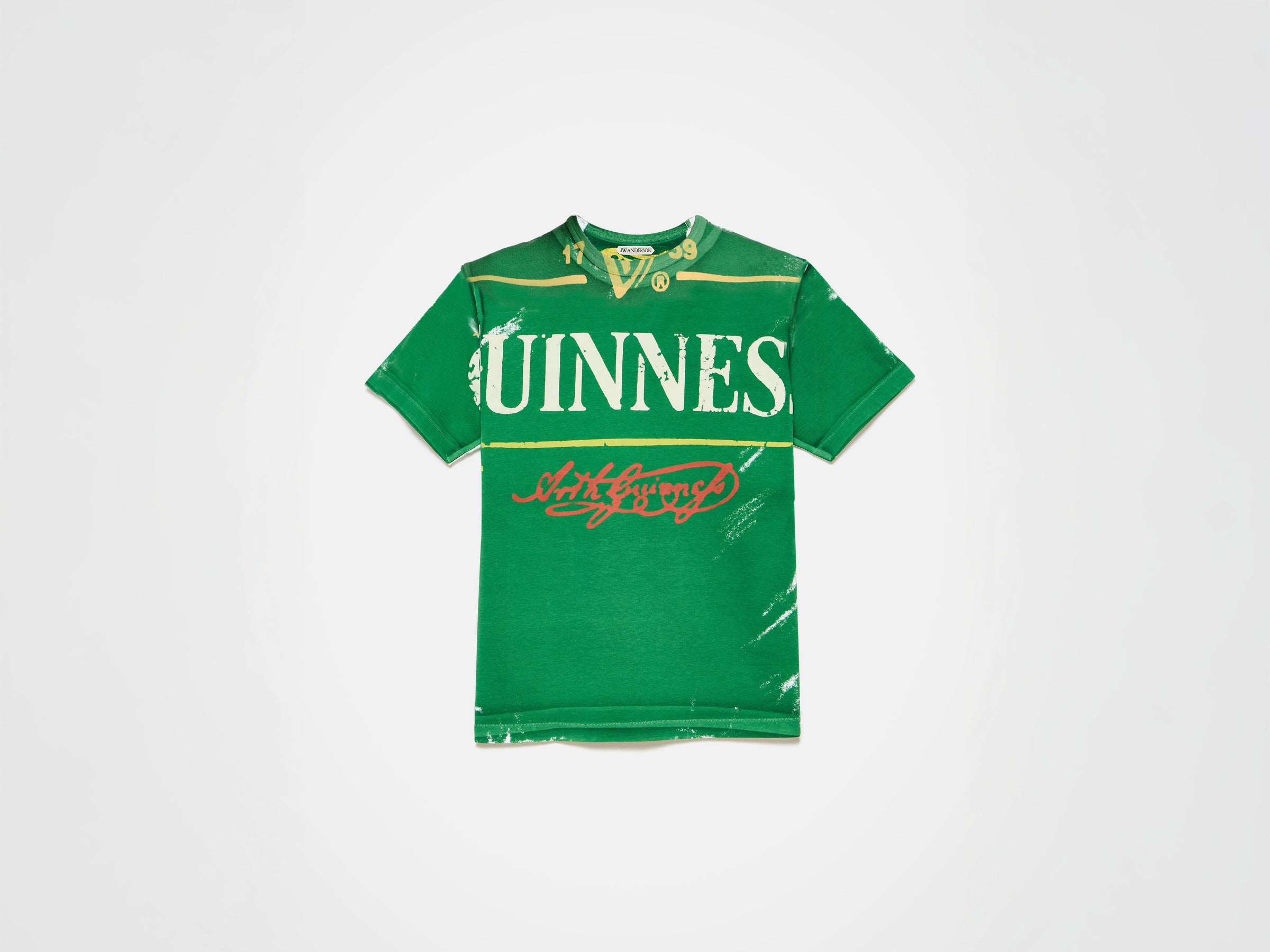Unisex JW ANDERSON X GUINNESS BOTTLE TOP PRINT T-SHIRT IN GREEN