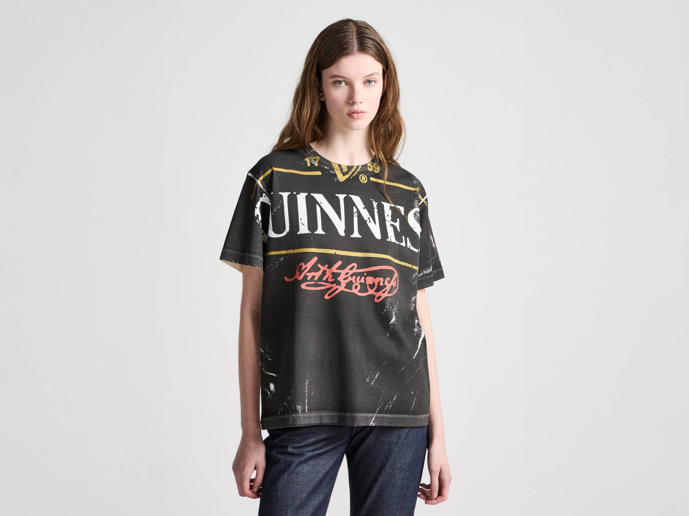 Unisex JW ANDERSON X GUINNESS BOTTLE TOP PRINT T-SHIRT IN BLACK