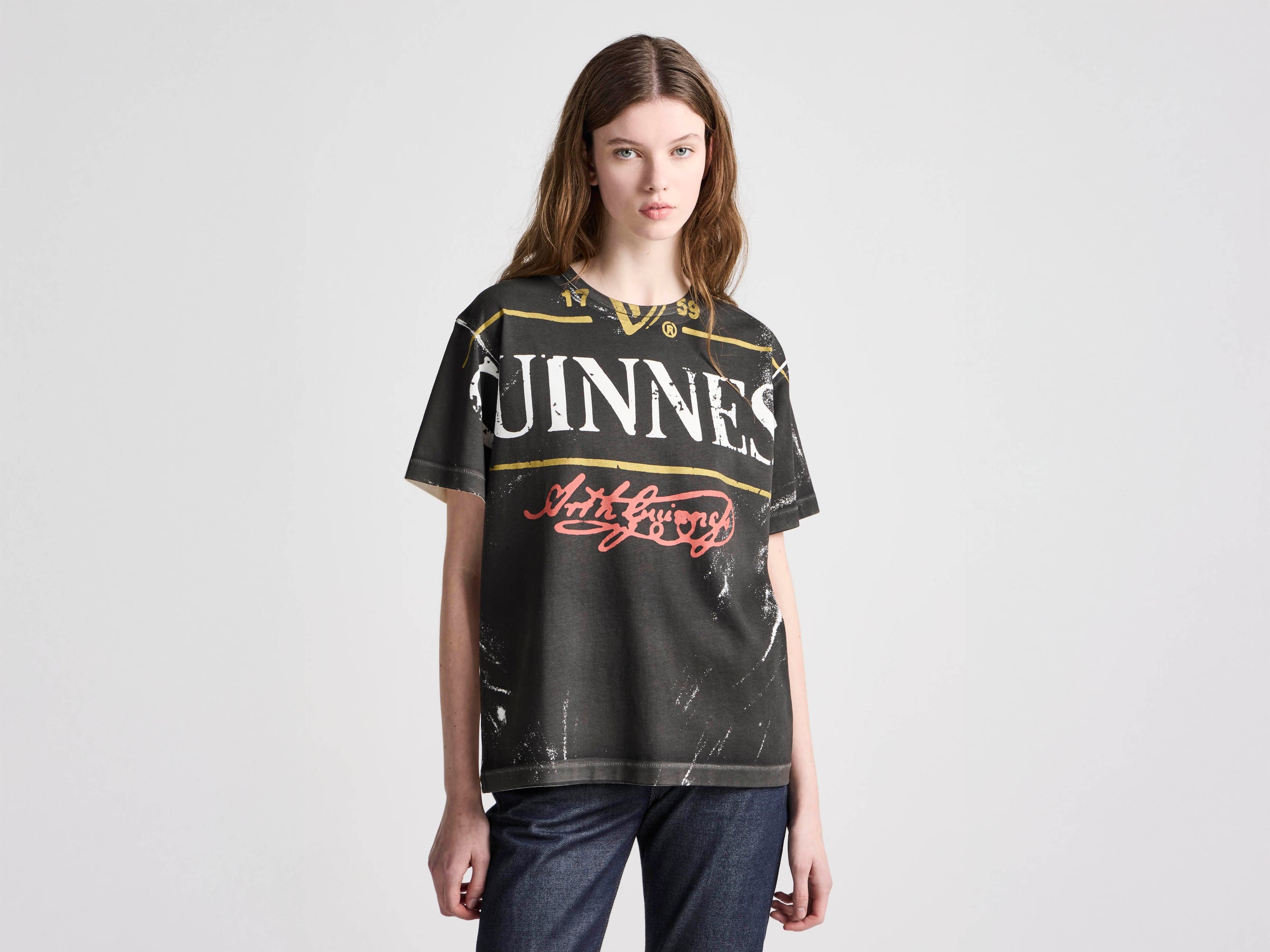 Unisex JW ANDERSON X GUINNESS BOTTLE TOP PRINT T-SHIRT IN BLACK
