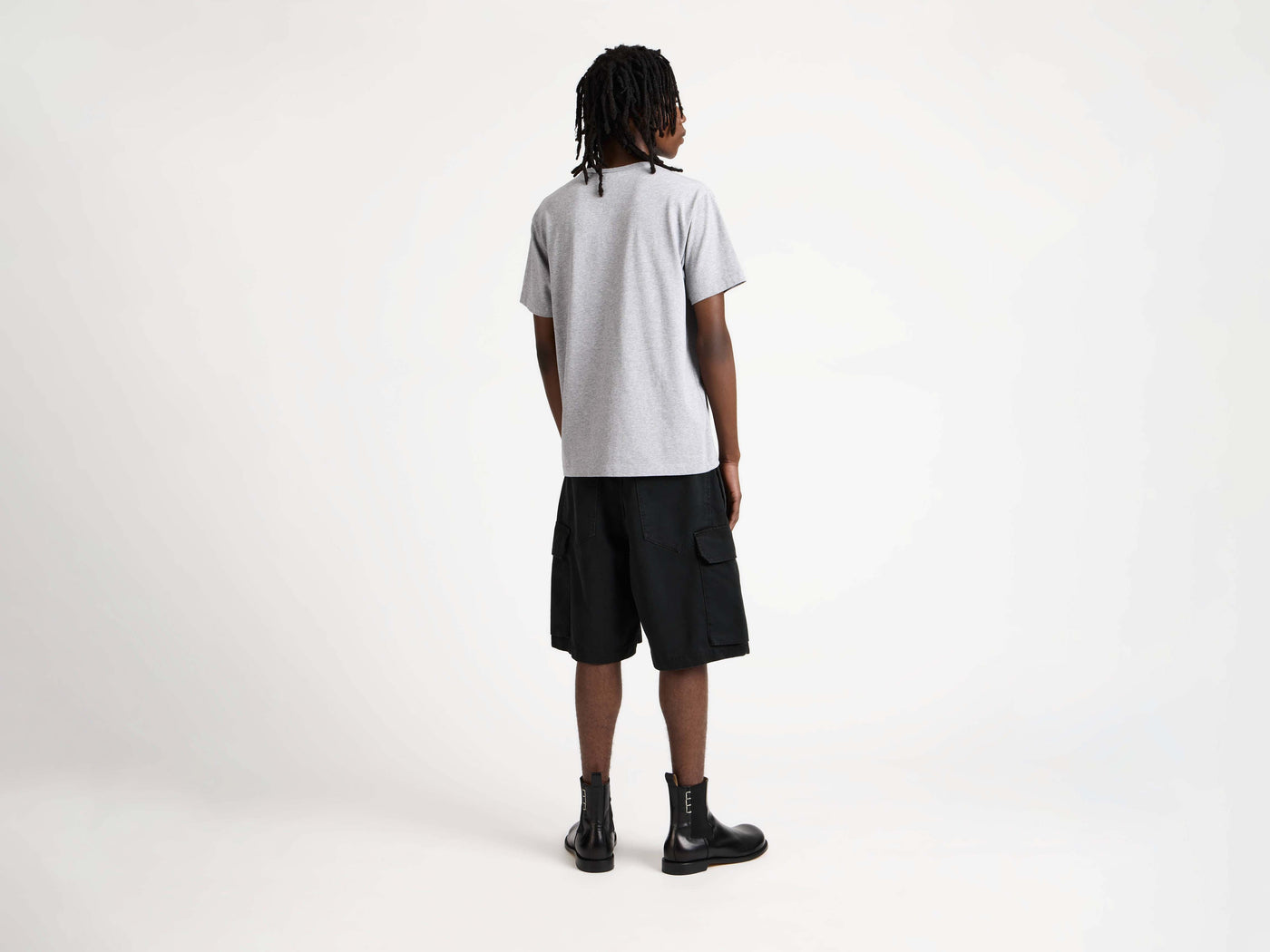 EMBROIDERED ANCHOR T-SHIRT IN MID GREY MELANGE