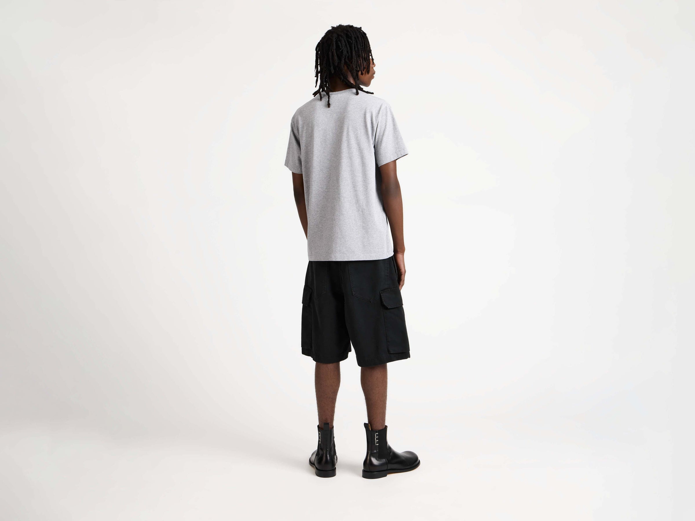 EMBROIDERED ANCHOR T-SHIRT IN MID GREY MELANGE