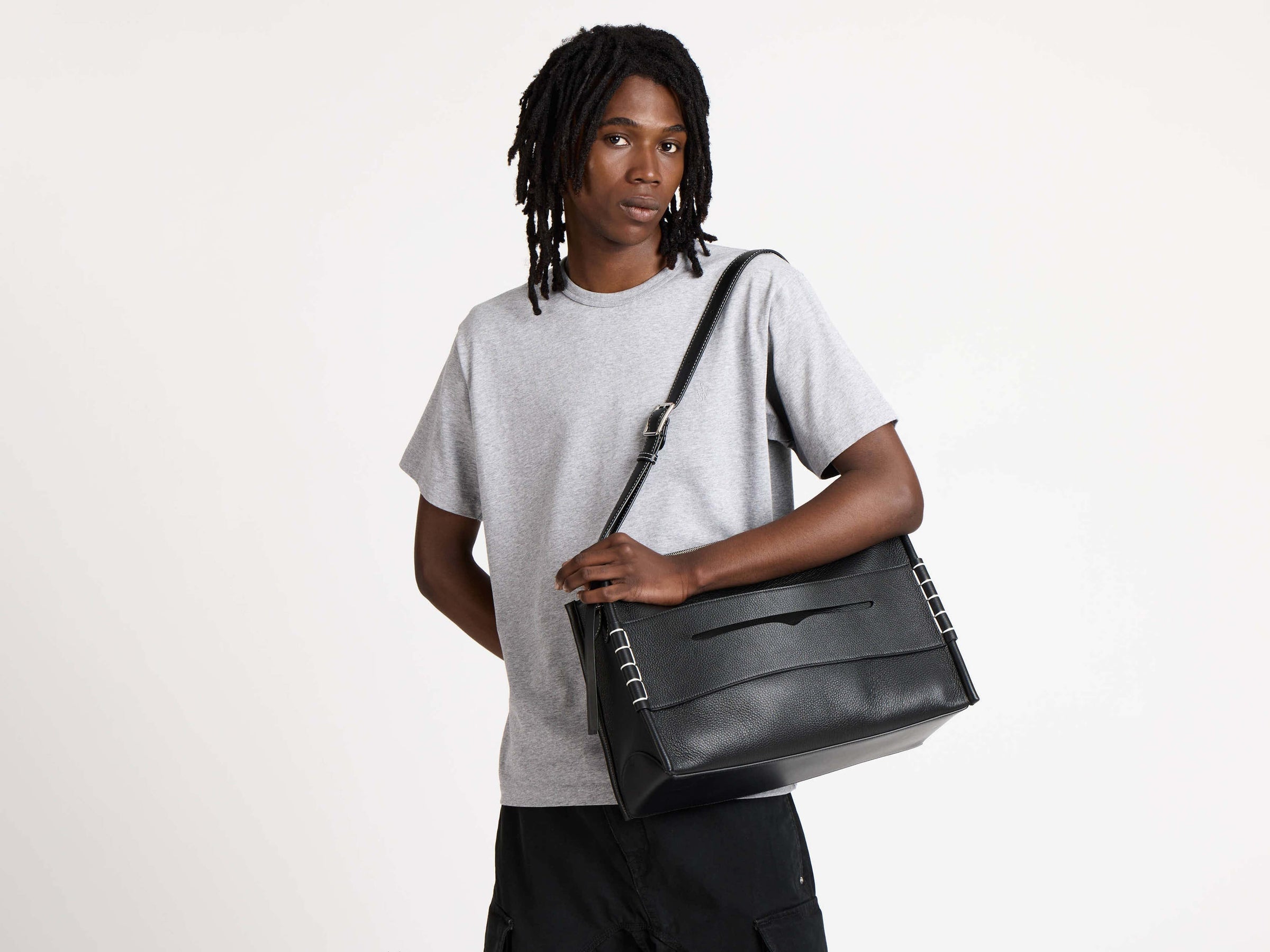 MENS EMBROIDERED ANCHOR T-SHIRT IN MID GREY MELANGE in MID GREY MELANGE ...