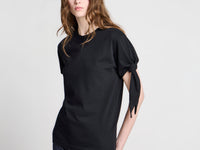 WOMENS KNOTTED SLEEVE T-SHIRT IN BLACK