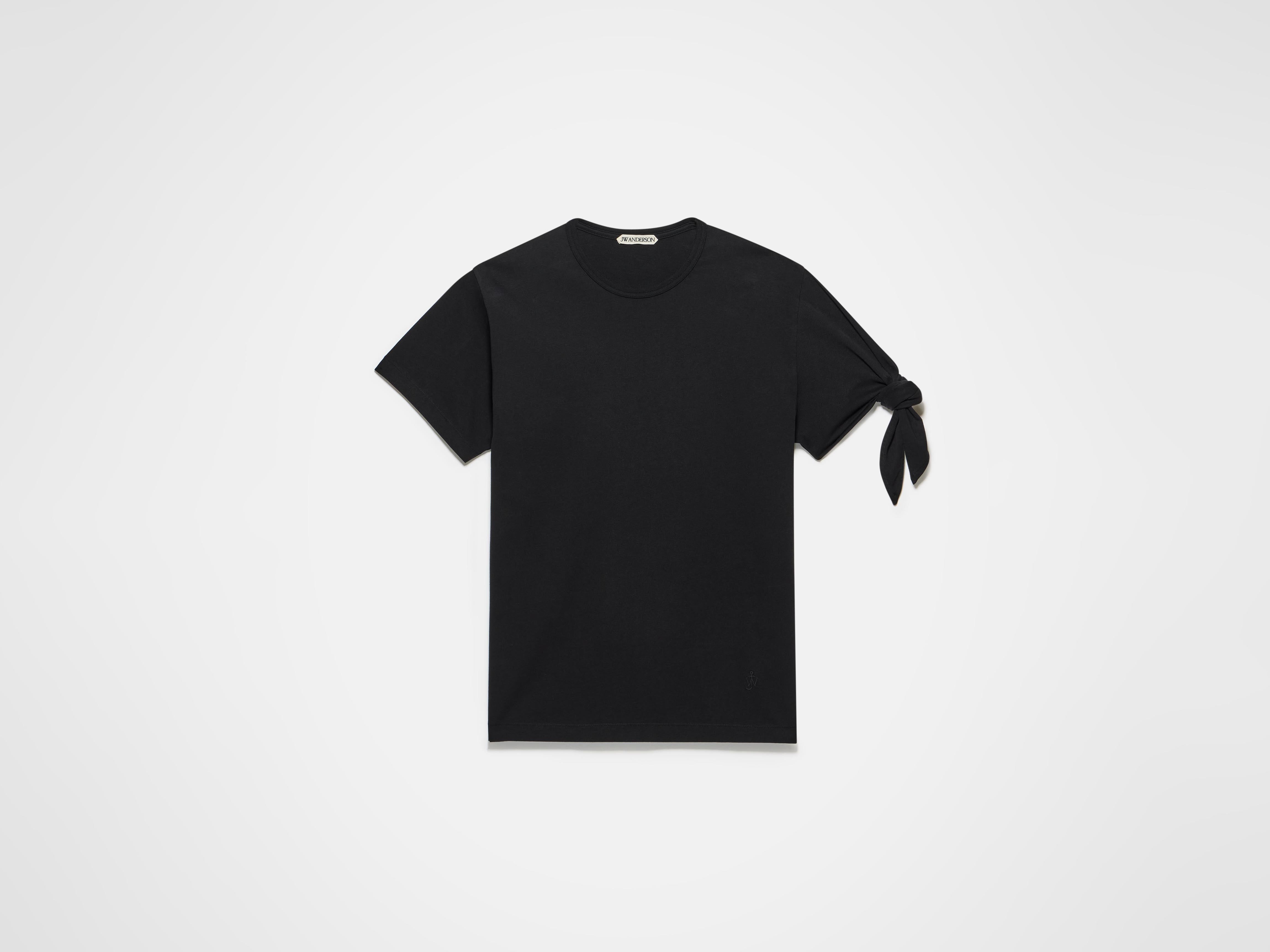 WOMENS KNOTTED SLEEVE T-SHIRT IN BLACK in BLACK JT0334PG1937999XXS