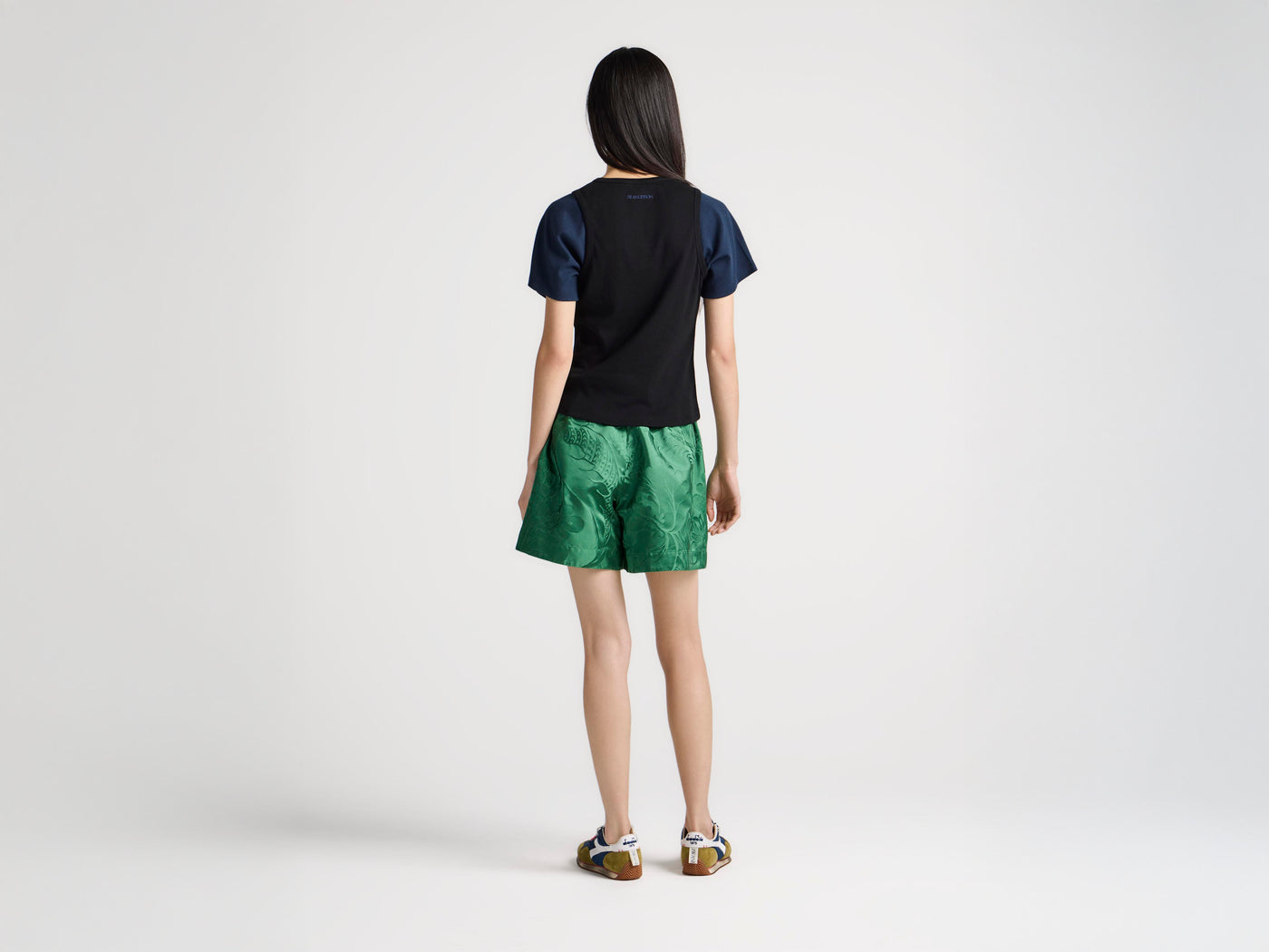 WOMENS DOUBLE-LAYERED T-SHIRT IN BLACK & NAVY
