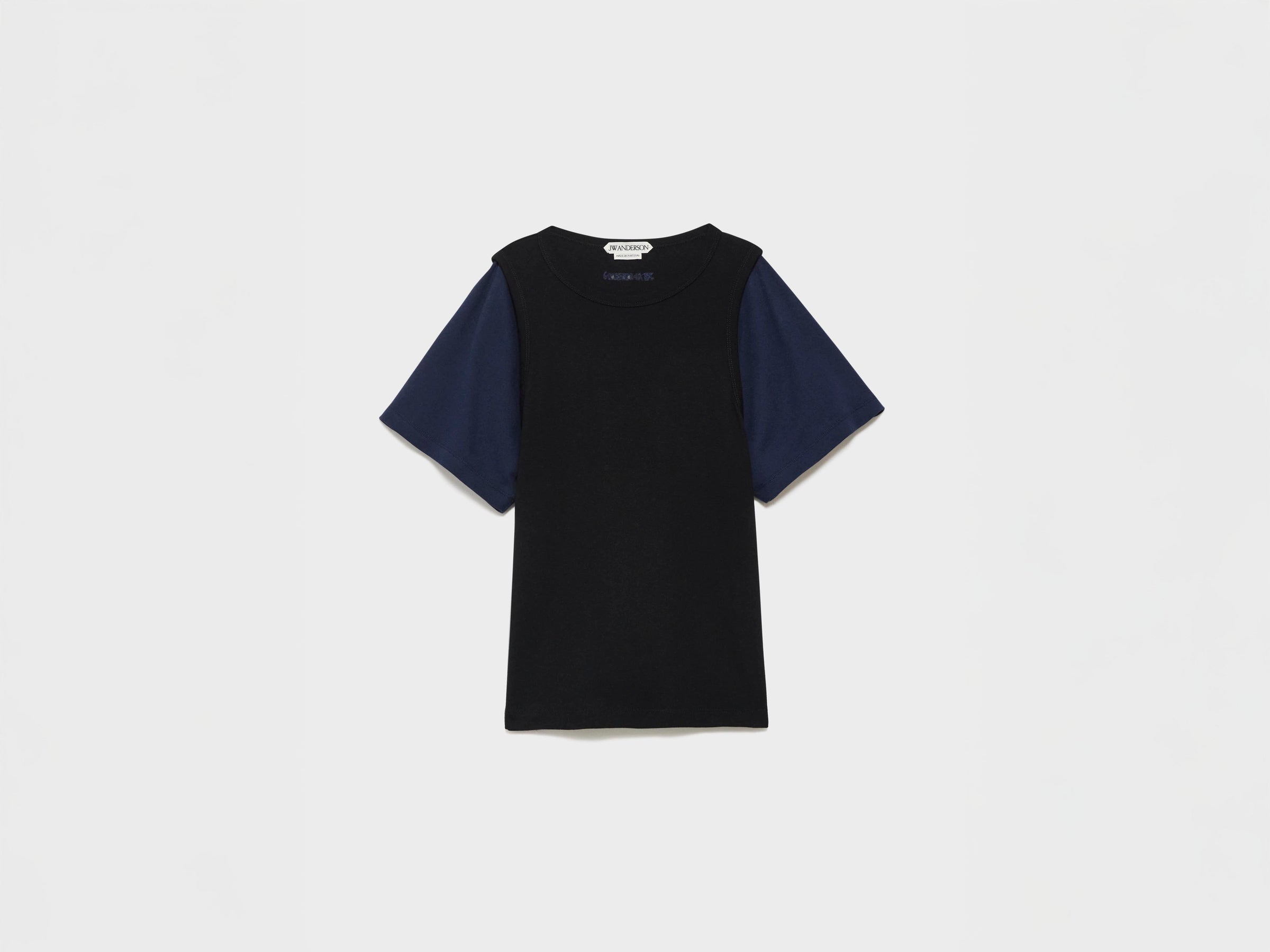 WOMENS DOUBLE-LAYERED T-SHIRT IN BLACK & NAVY