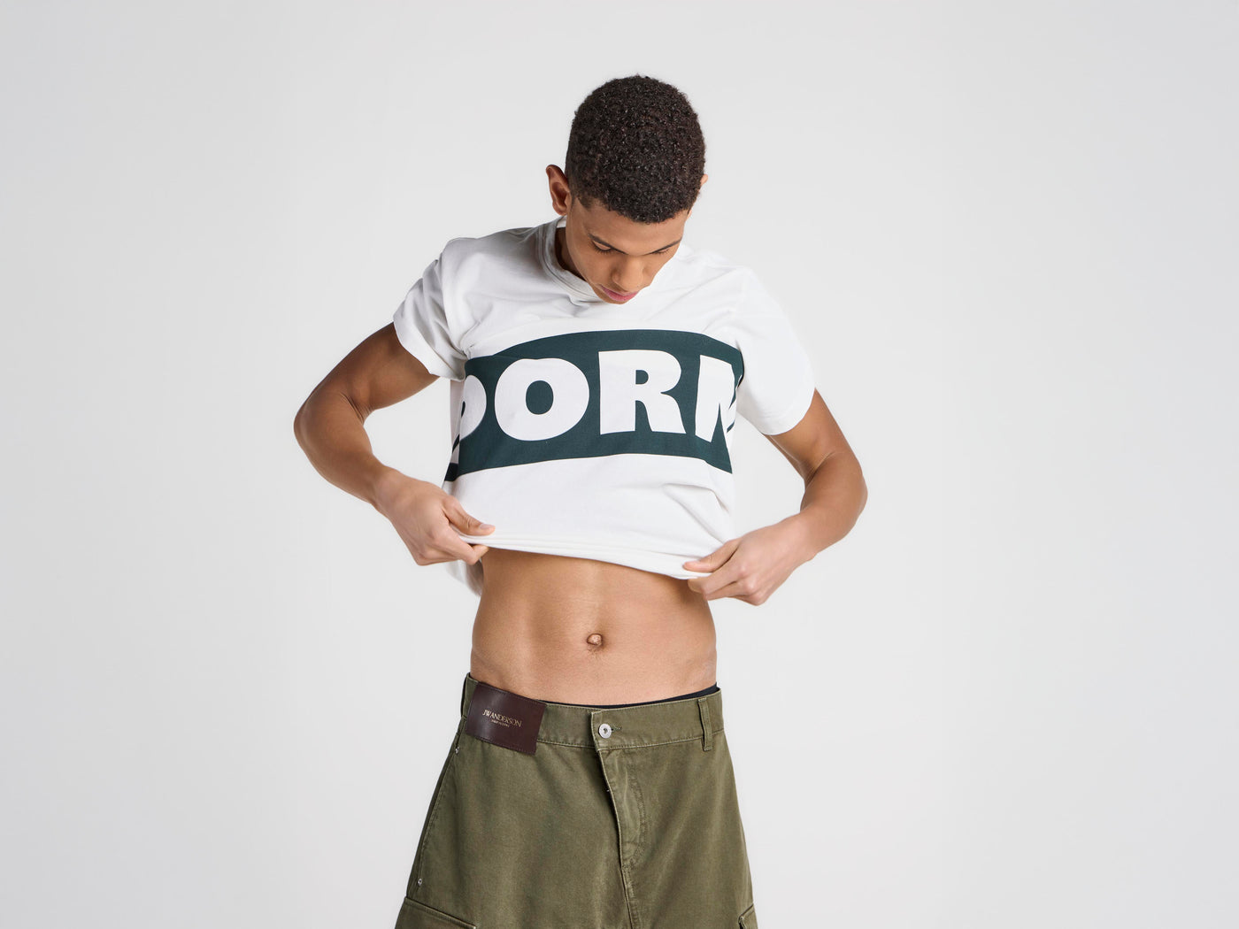 MENS PORN T-SHIRT IN WHITE & GREEN