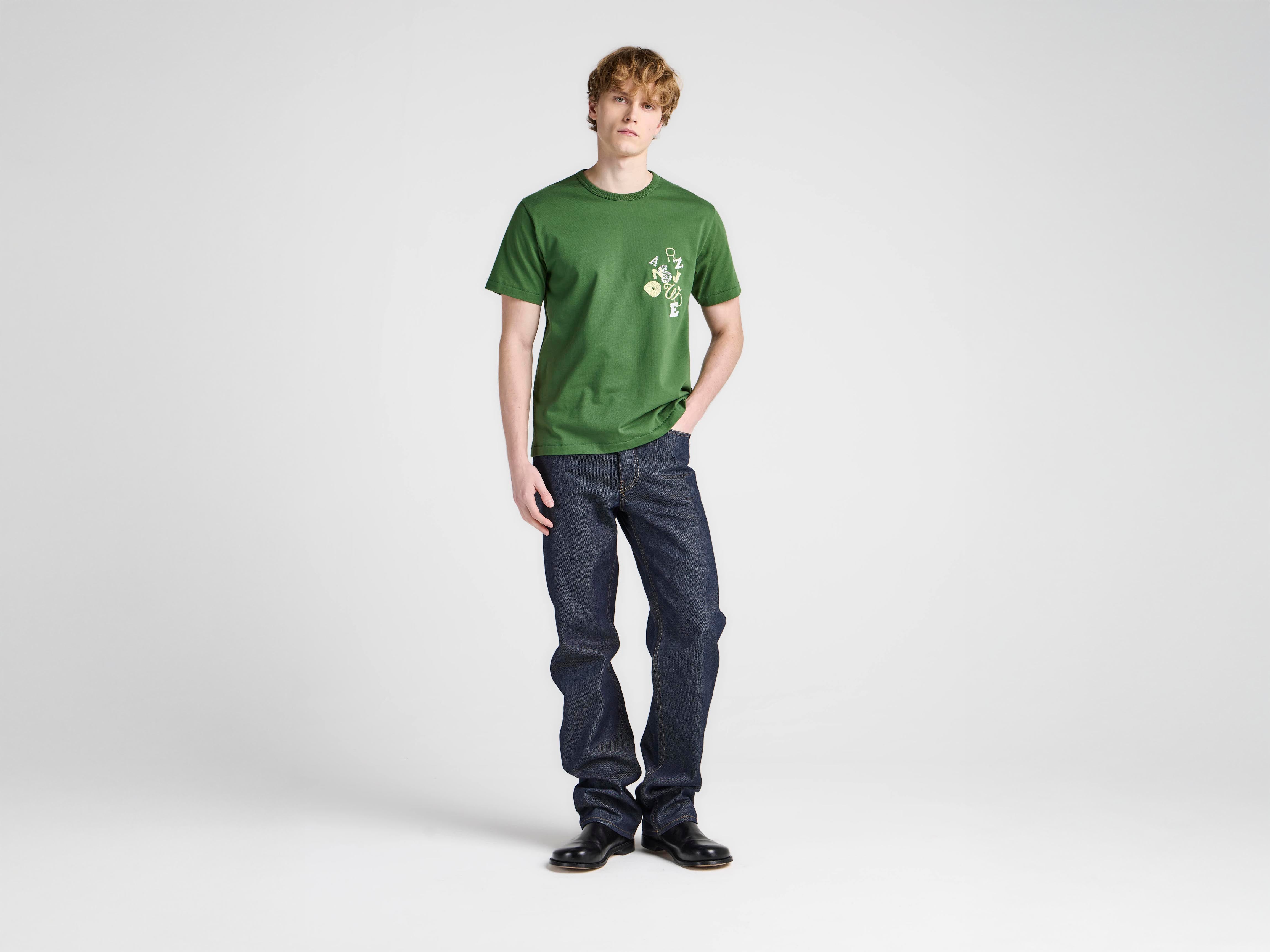 MENS SCATTERED LETTERS T-SHIRT IN GREEN in GREEN