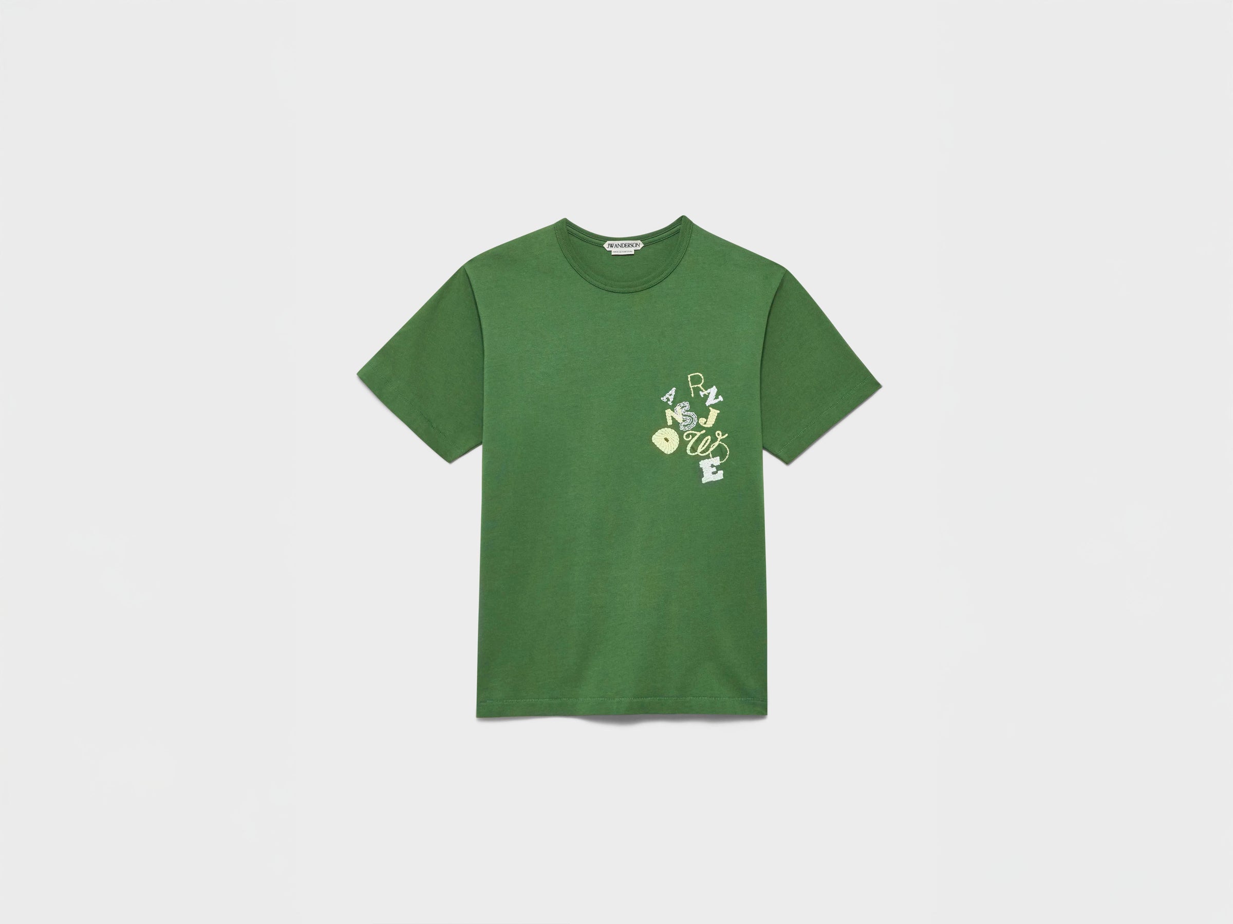 MENS SCATTERED LETTERS T-SHIRT IN GREEN