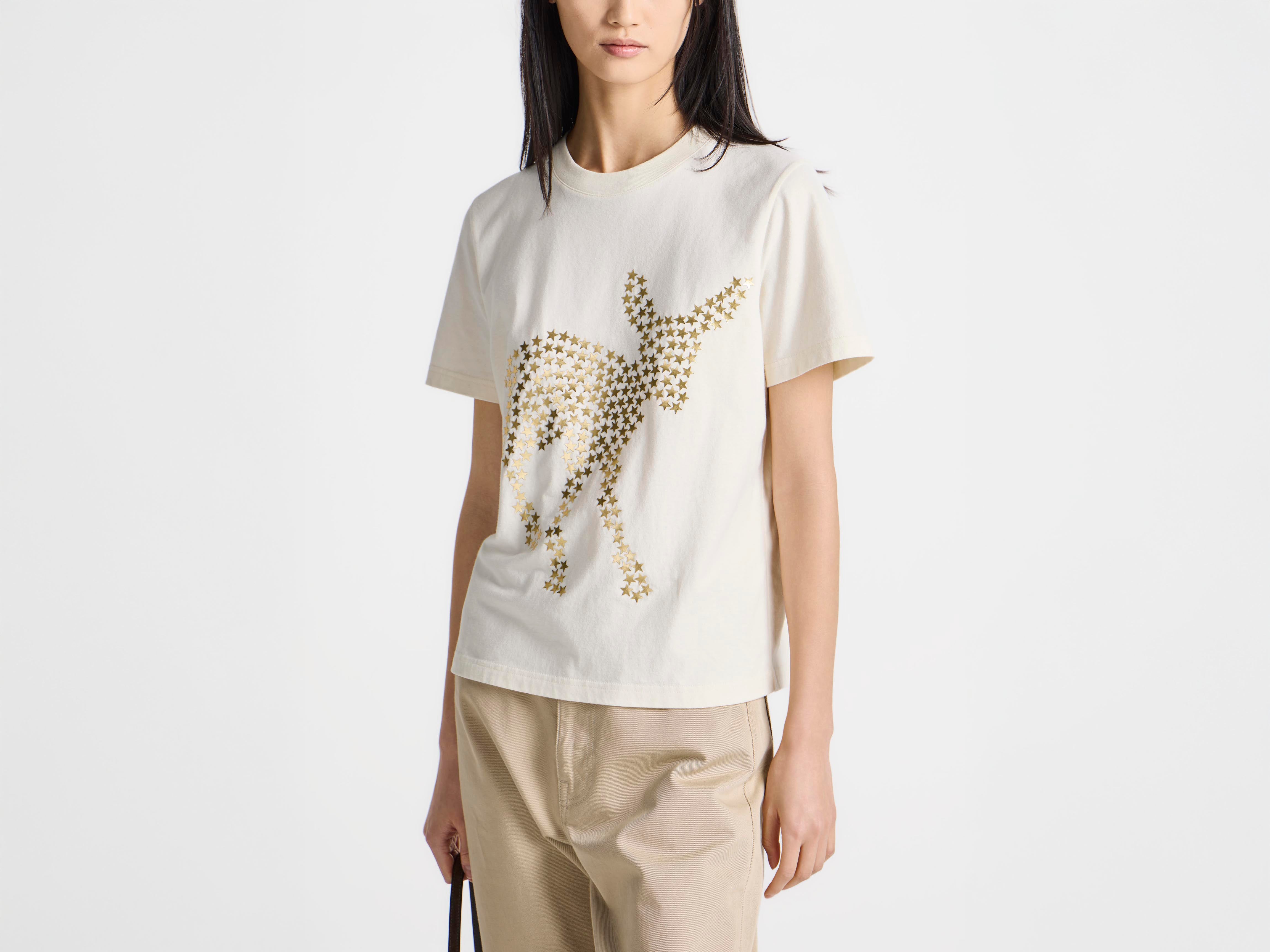 WOMENS ANIMAL STARS GRAPHIC PRINT T-SHIRT IN ECRU in ECRU