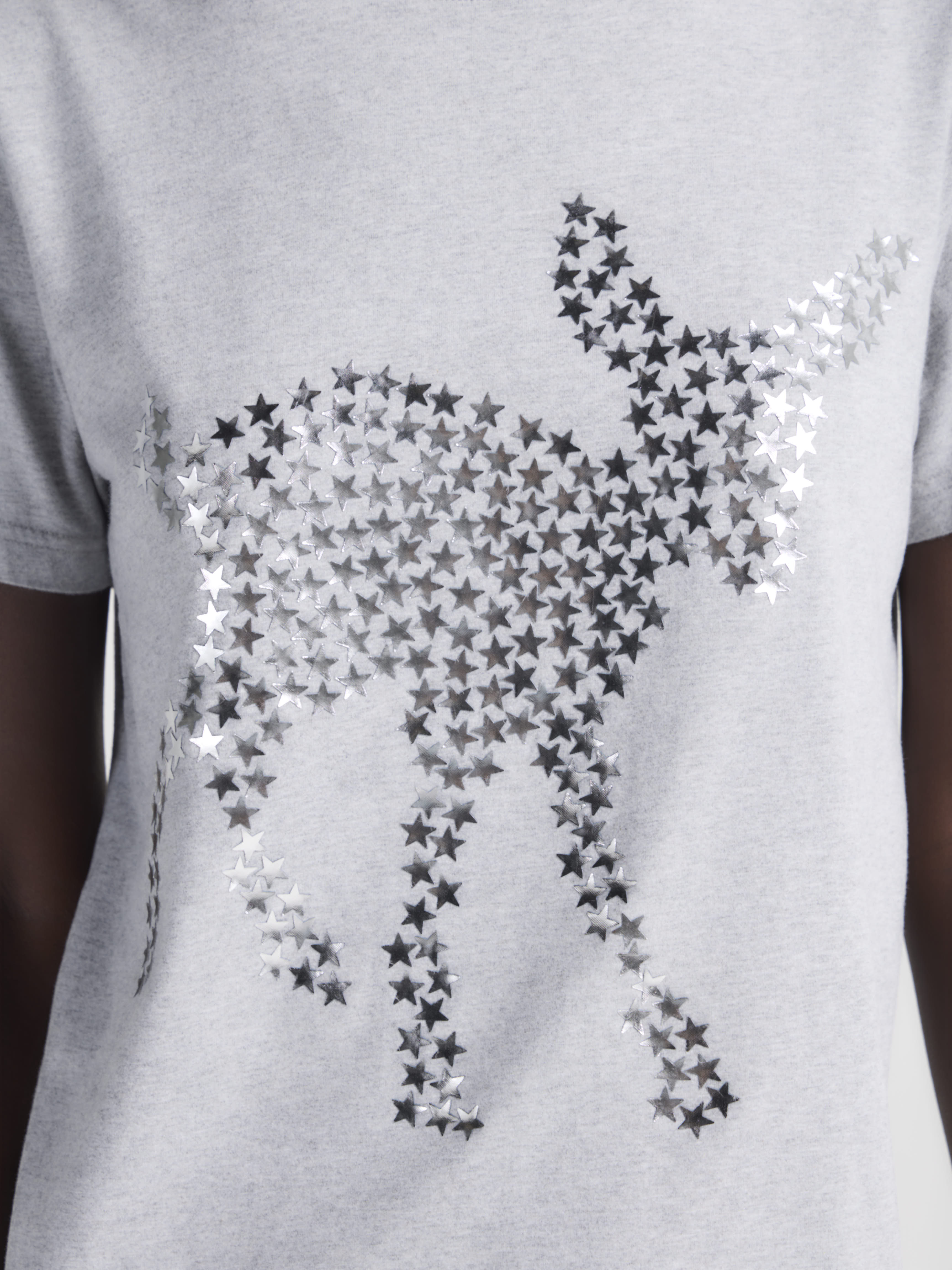 WOMENS ANIMAL STARS GRAPHIC PRINT T-SHIRT IN MID GREY MELANGE in