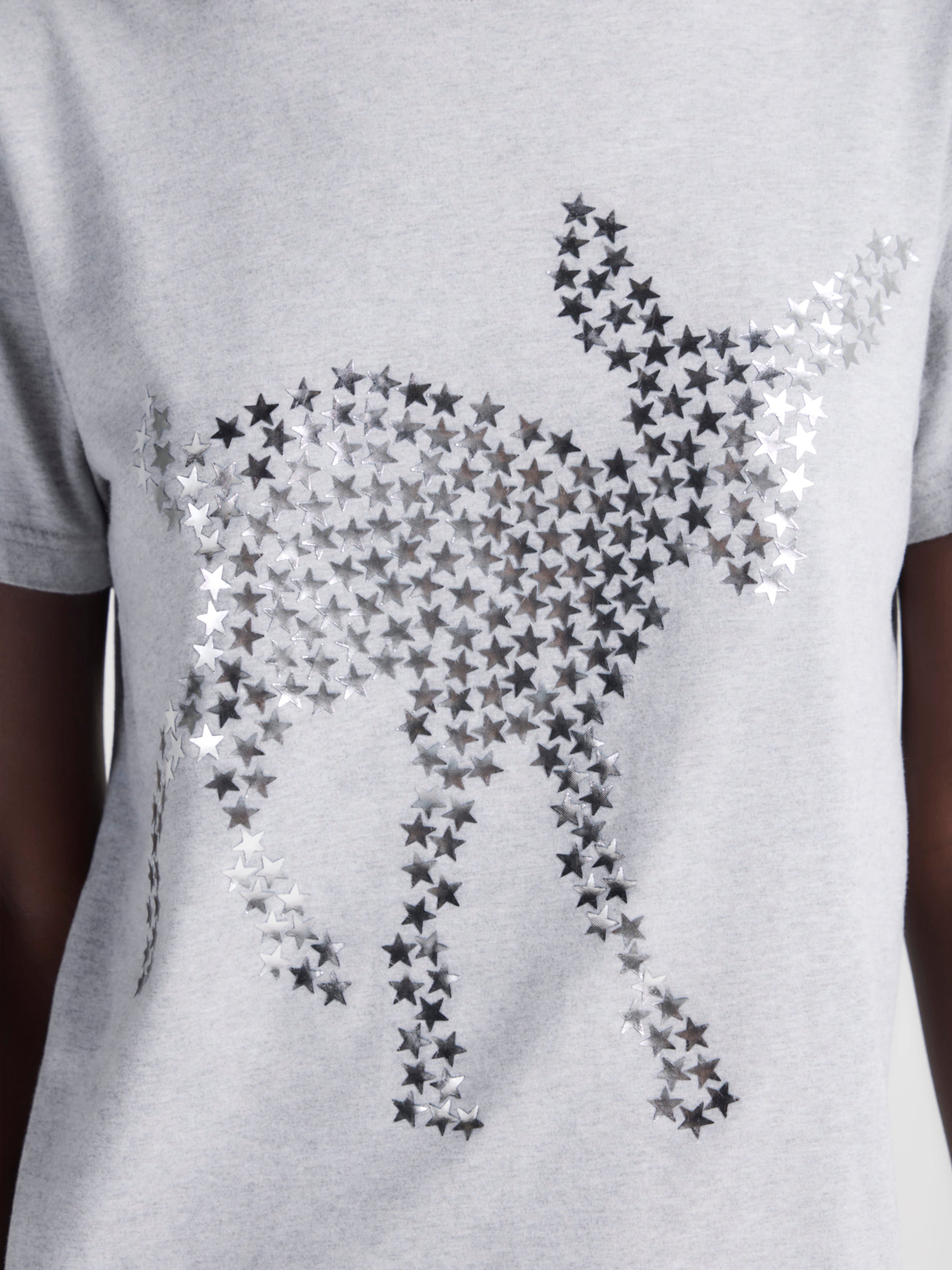 WOMENS ANIMAL STARS GRAPHIC PRINT T-SHIRT IN MID GREY MELANGE