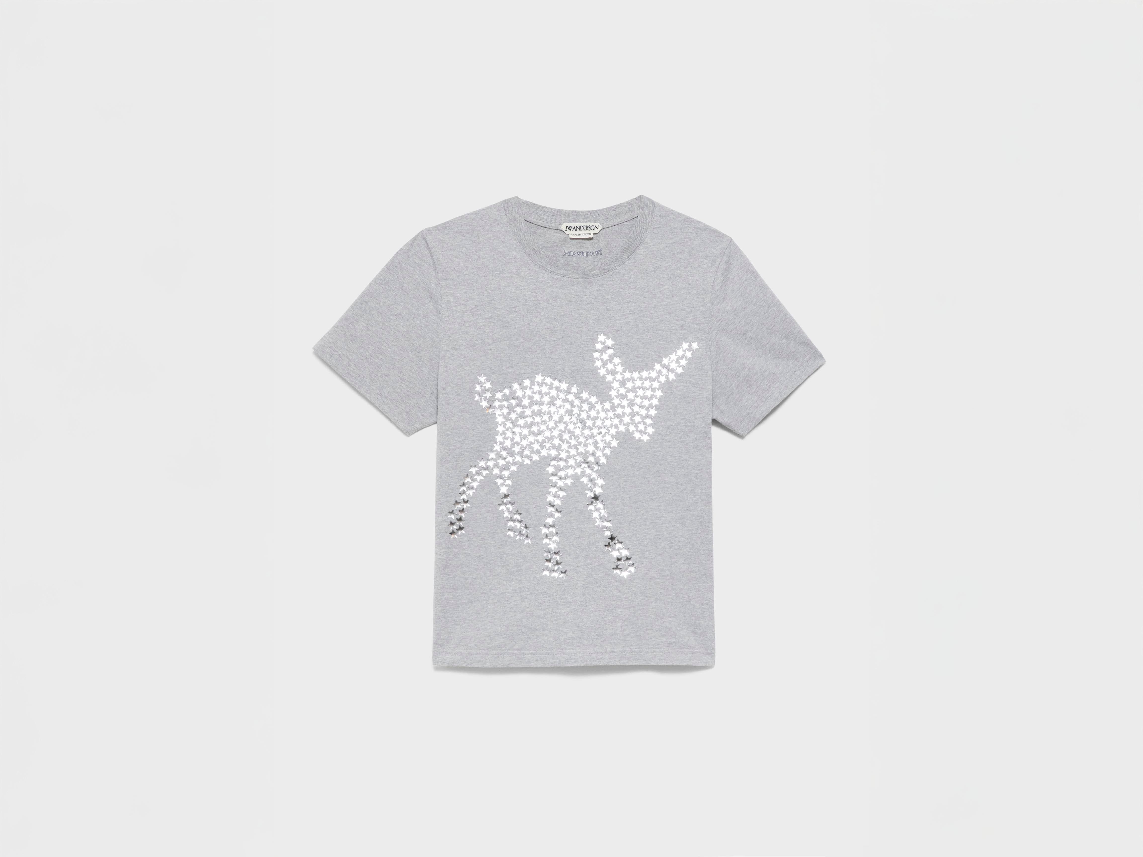 WOMENS ANIMAL STARS GRAPHIC PRINT T-SHIRT IN MID GREY MELANGE in