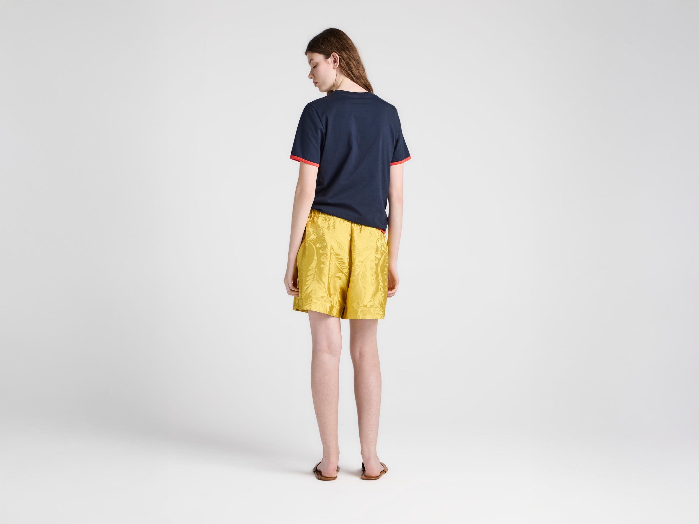WOMENS 'IN THE SHADE' T-SHIRT IN NAVY & RED