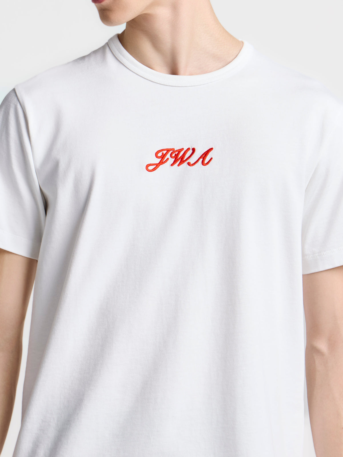 MENS 'JWA' SCRIPT T-SHIRT IN WHITE