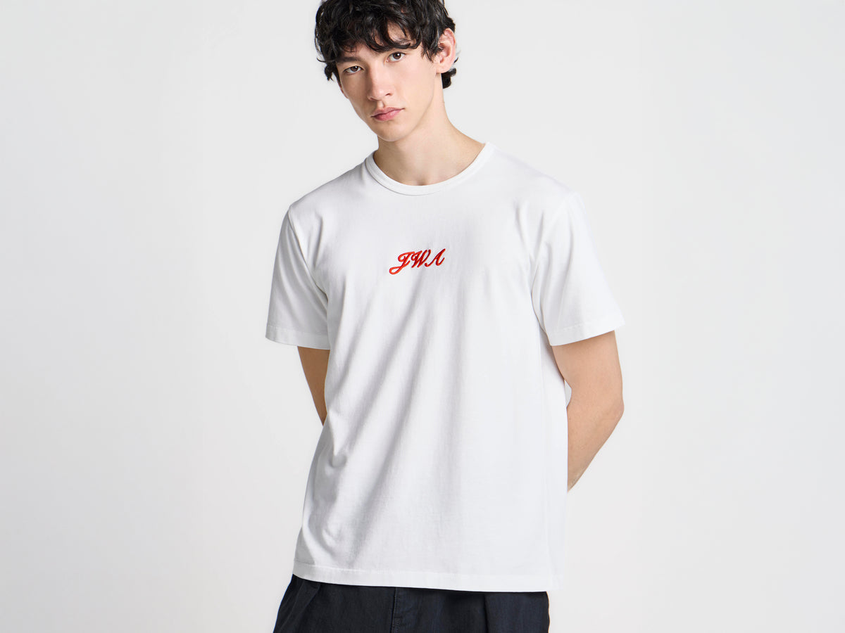 MENS 'JWA' SCRIPT T-SHIRT IN WHITE