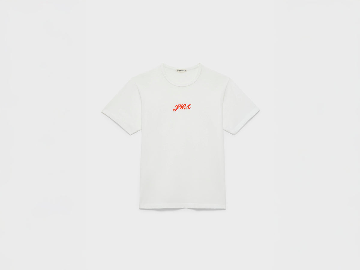 MENS 'JWA' SCRIPT T-SHIRT IN WHITE