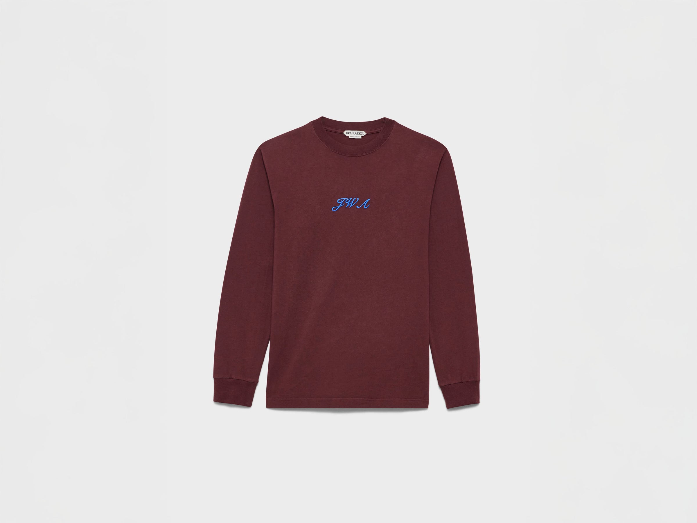 MENS 'JWA' SCRIPT T-SHIRT IN PLUM