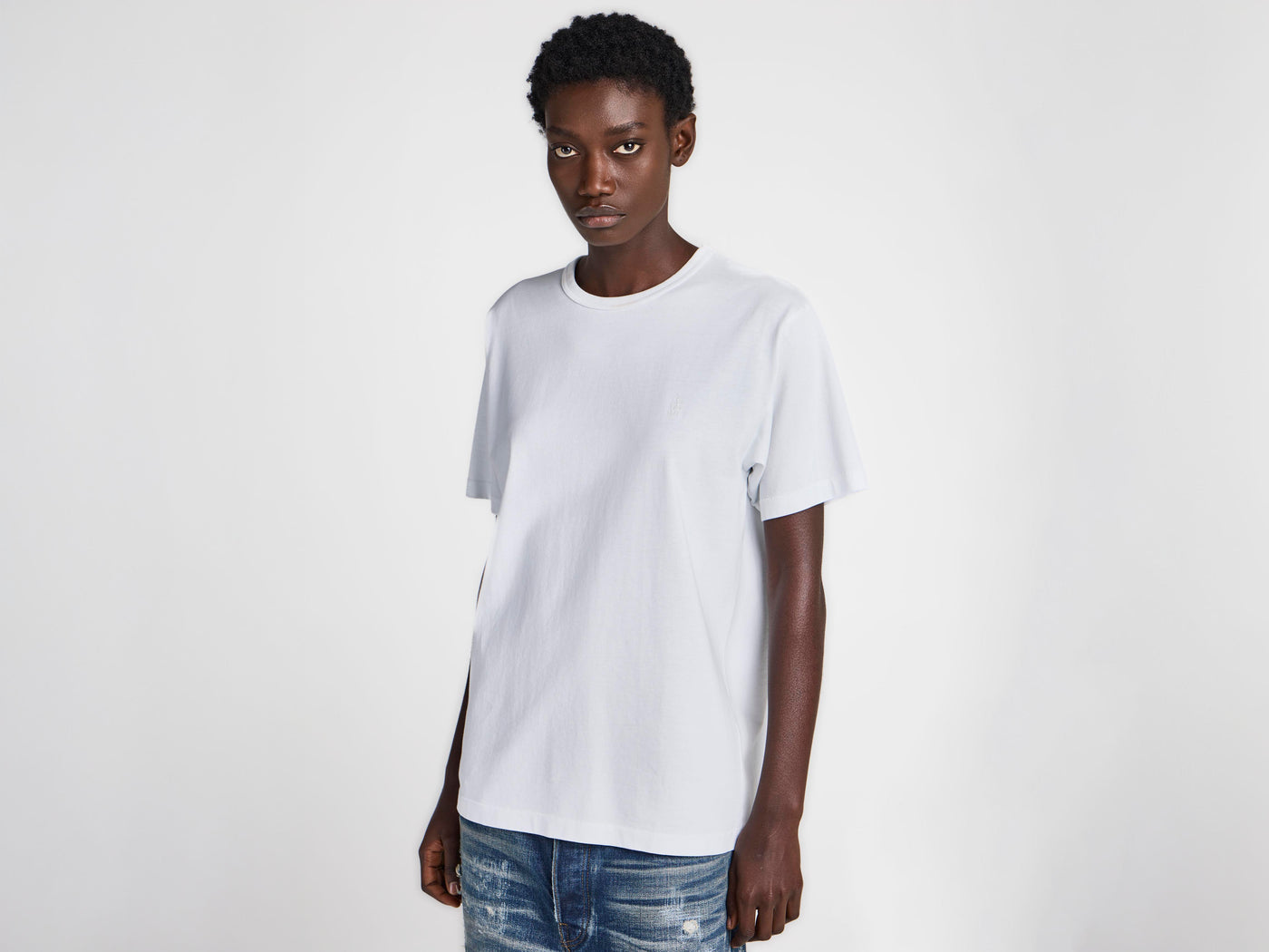 WOMENS EMBROIDERED ANCHOR T-SHIRT IN WHITE